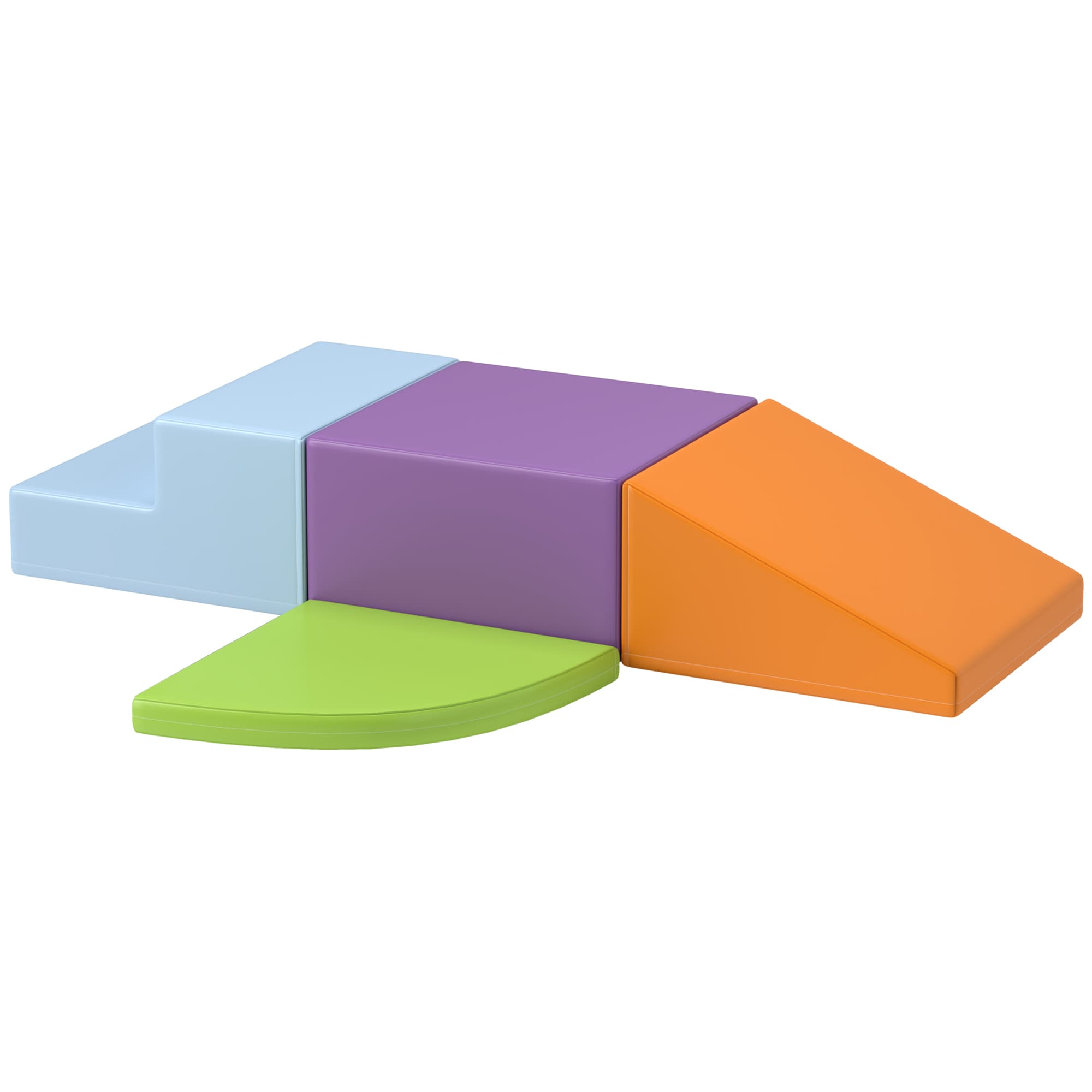 HOMCOM 4 blocs de construction XL - modules de motricité - mousse EPE polyuréthane, vert orange violet et bleu