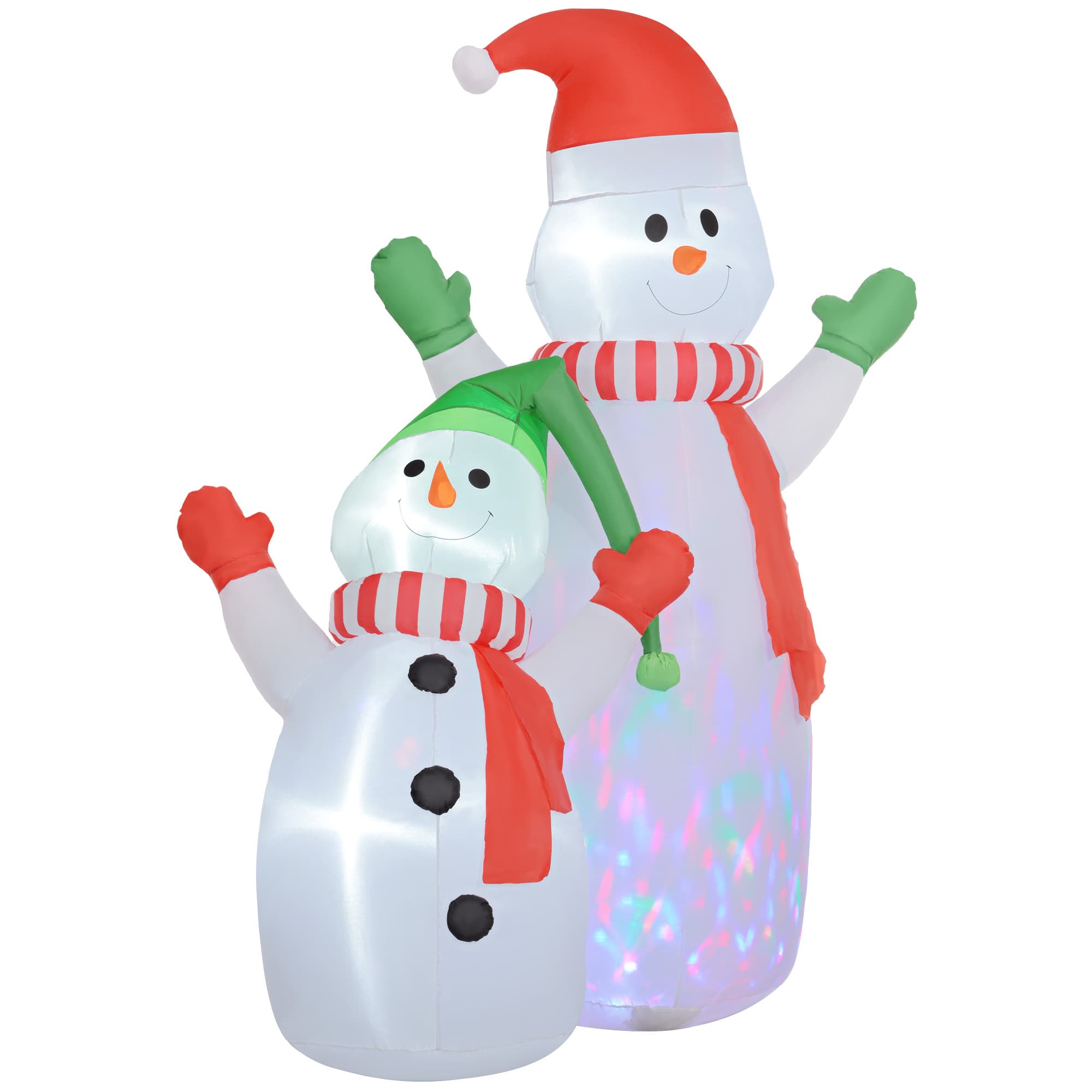 Outsunny Bonhomme de neige gonflable de Noël, 240 cm, décoration gonflables de Noël avec lumières LED, blanc