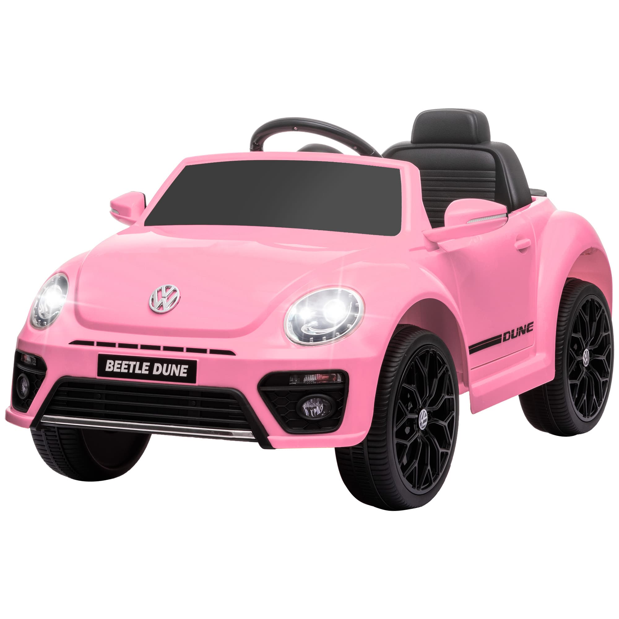 AIYAPLAY Véhicule électrique pour enfants, VW Coccinelle, 3-5 km/h, avec télécommande & musique, Rose