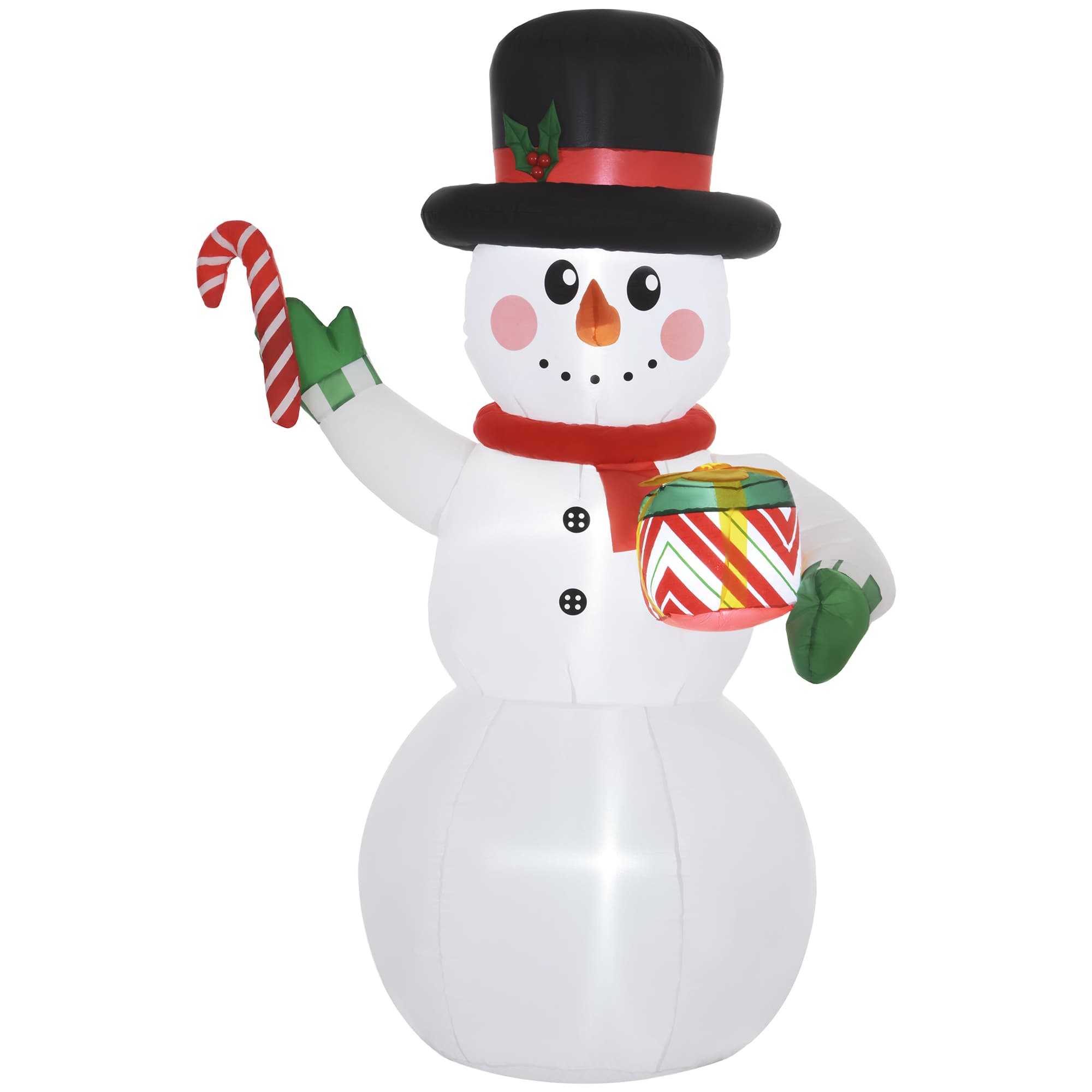 Outsunny Bonhomme de neige gonflable de Noël de 180 cm avec lumières LED, matériel fixation et souffleur, intérieur et extérieur