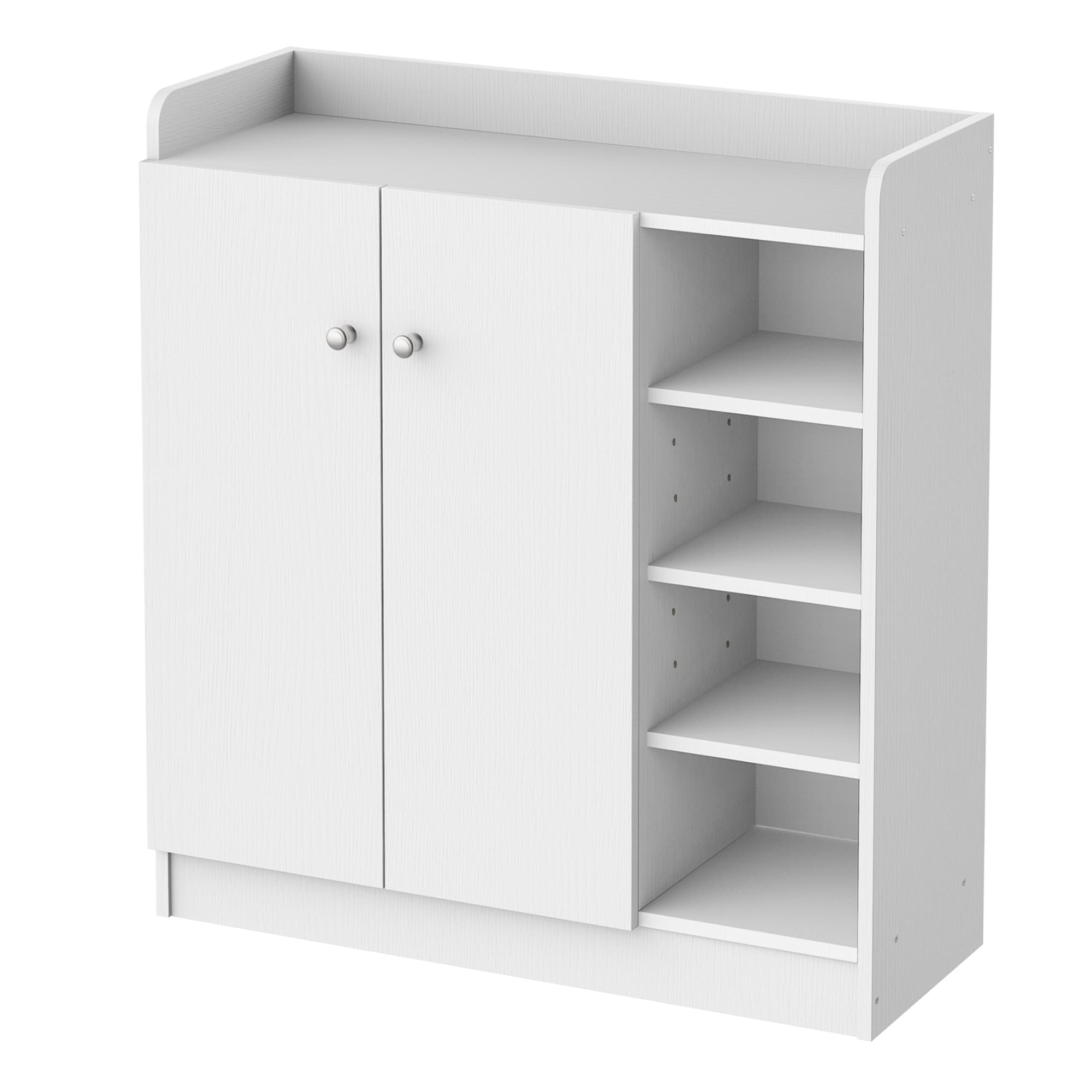 HOMCOM Meuble à chaussures, commode à chaussures, étagère à chaussures, 4 étagères, 1 placard, 83 cm x 30 cm x 90 cm, Blanc