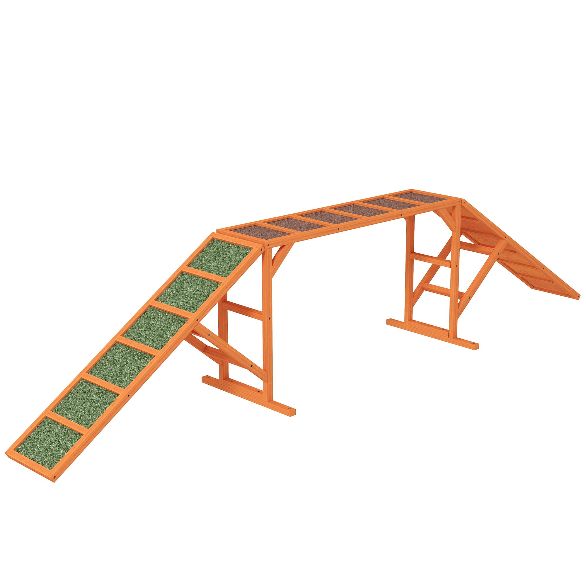 PawHut Rampe d'agilité pour chiens, Parcours, antidérapante, résistante aux intempéries, en bois, 325 x 55 x 69 cm, Orange