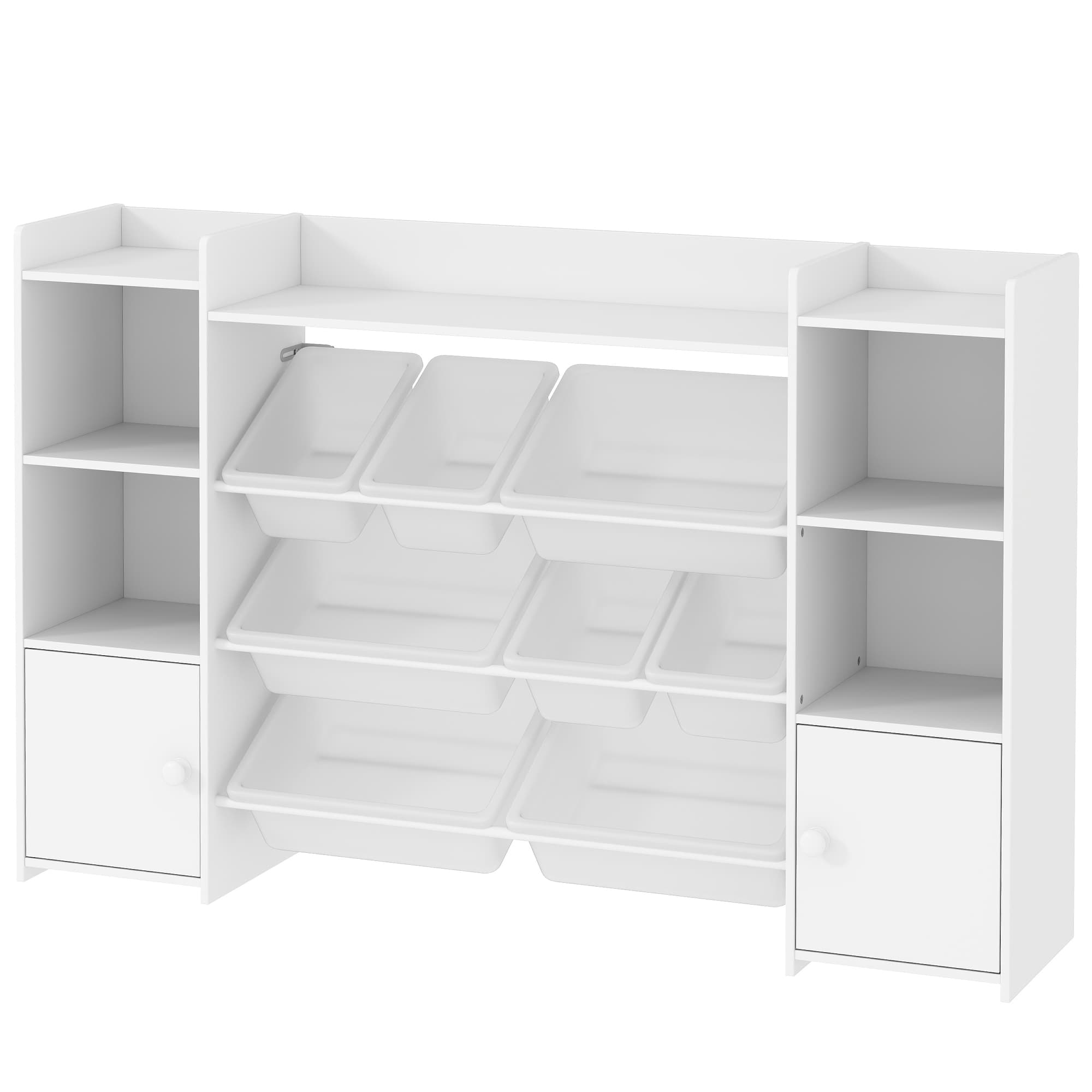 AIYAPLAY Étagère de rangement pour enfants, étagère pour jouets et livres, pour un rangement ordonné, 8 boîtes amovibles, Blanc