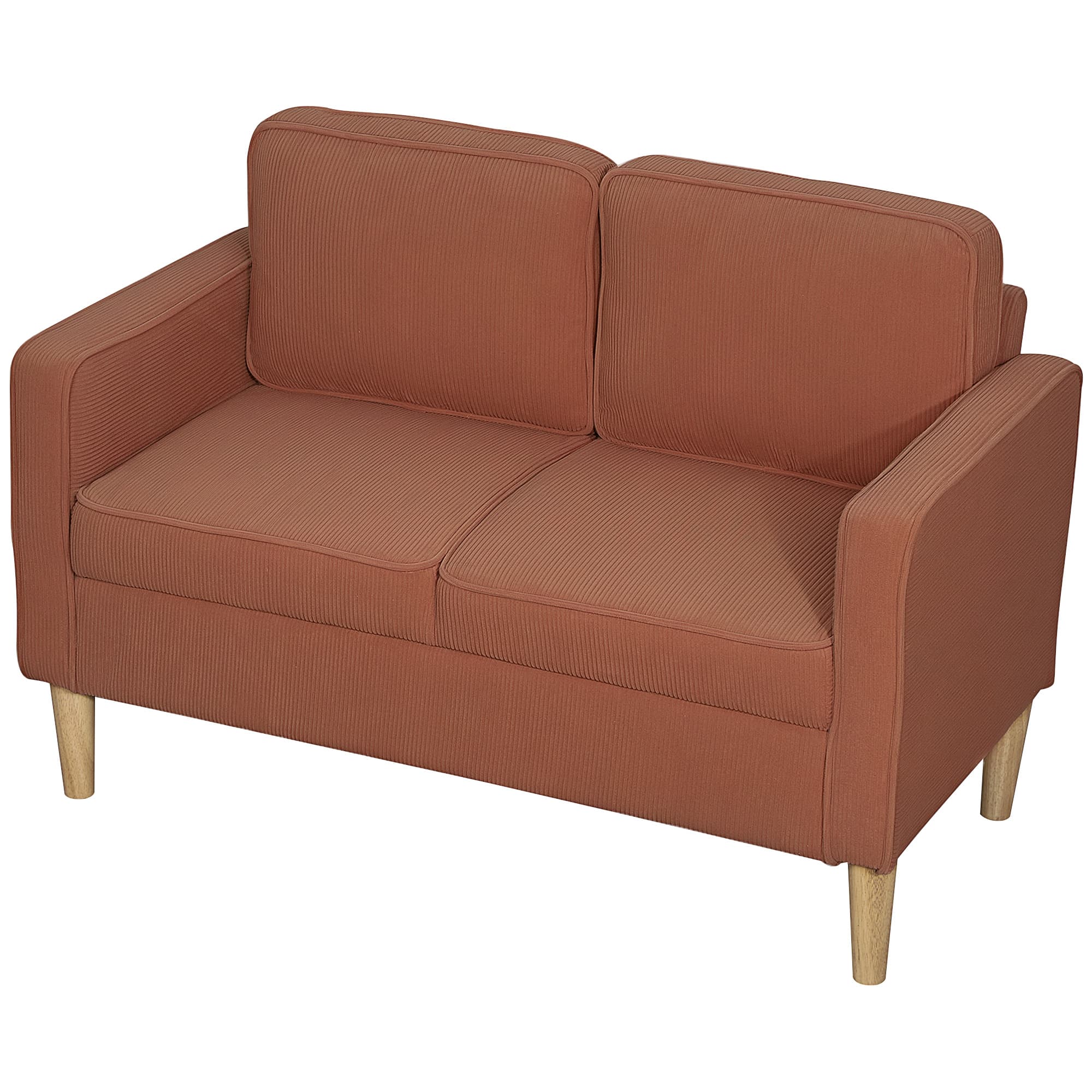 HOMCOM Canapé 2 Places avec Rangement et Pieds en Bois Massif, pour Salon, Chambre à Coucher, 117 x 63 x 79 cm, Rose