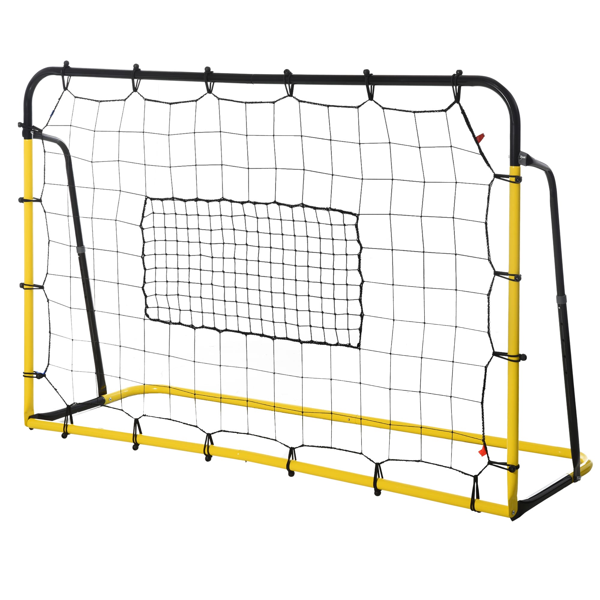HOMCOM Filet de rebond de football, 184L x 123H cm, rebondisseur de football, 5 angles réglables de 60° à 90°, jaune et noir