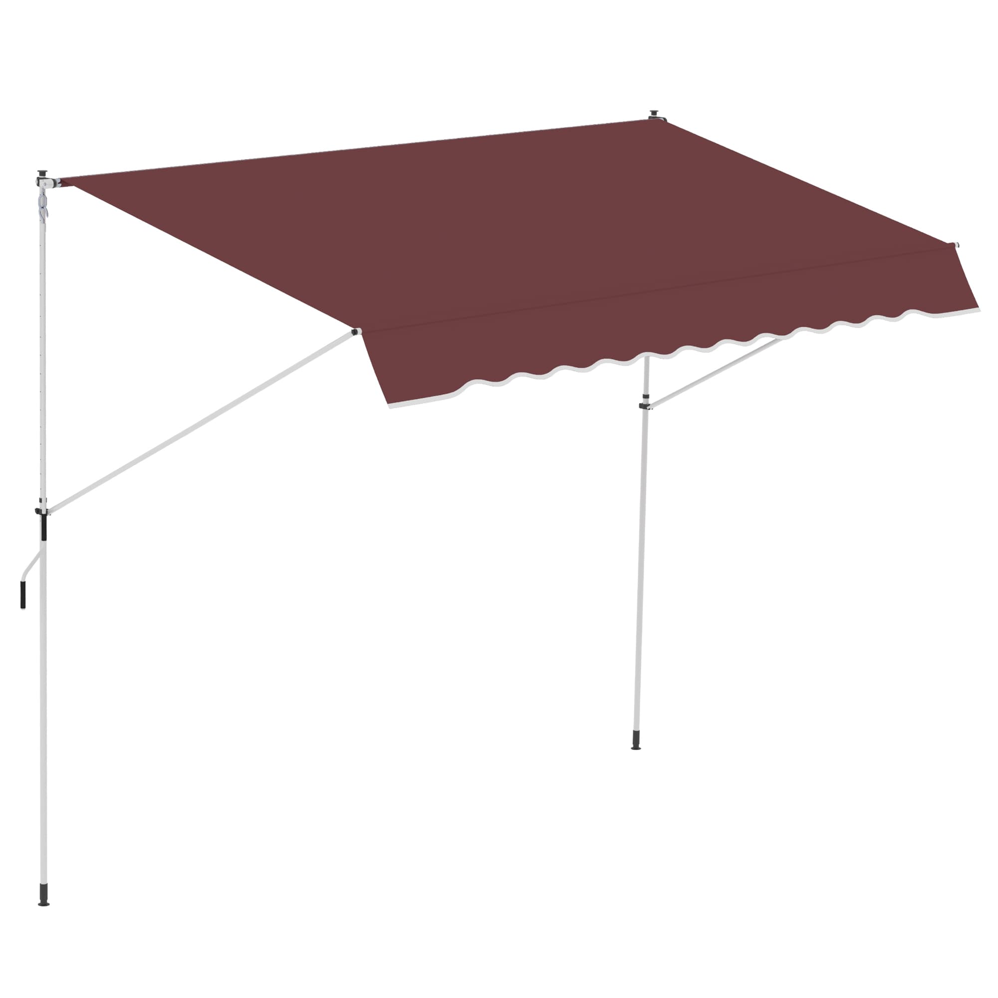 Outsunny Store banne Manuel rétractable Auvent Téléscopique sans Perçage 3L x 1,5l m Inclinaison et Hauteur réglable Anti-UV Bordeaux Aosom France