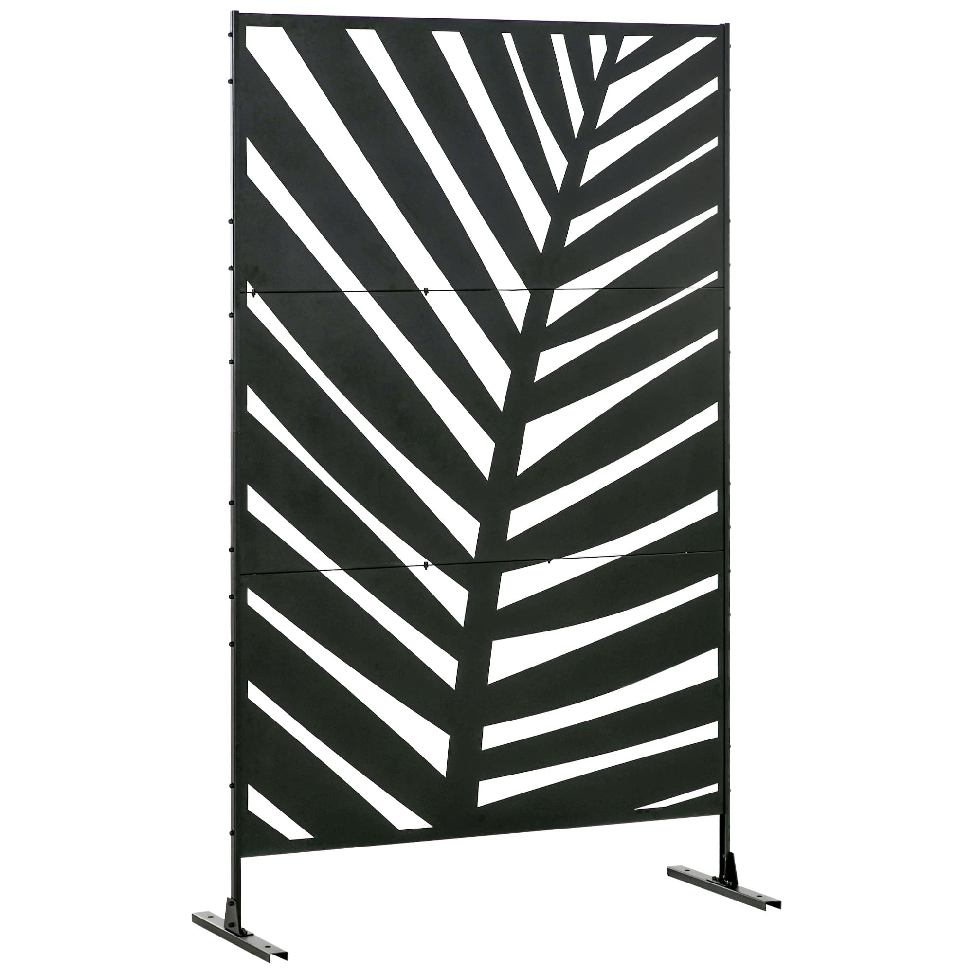 Outsunny Paravent Décoratif Motifs Végétaux en Acier Noir pour Jardin et Balcon Aosom France
