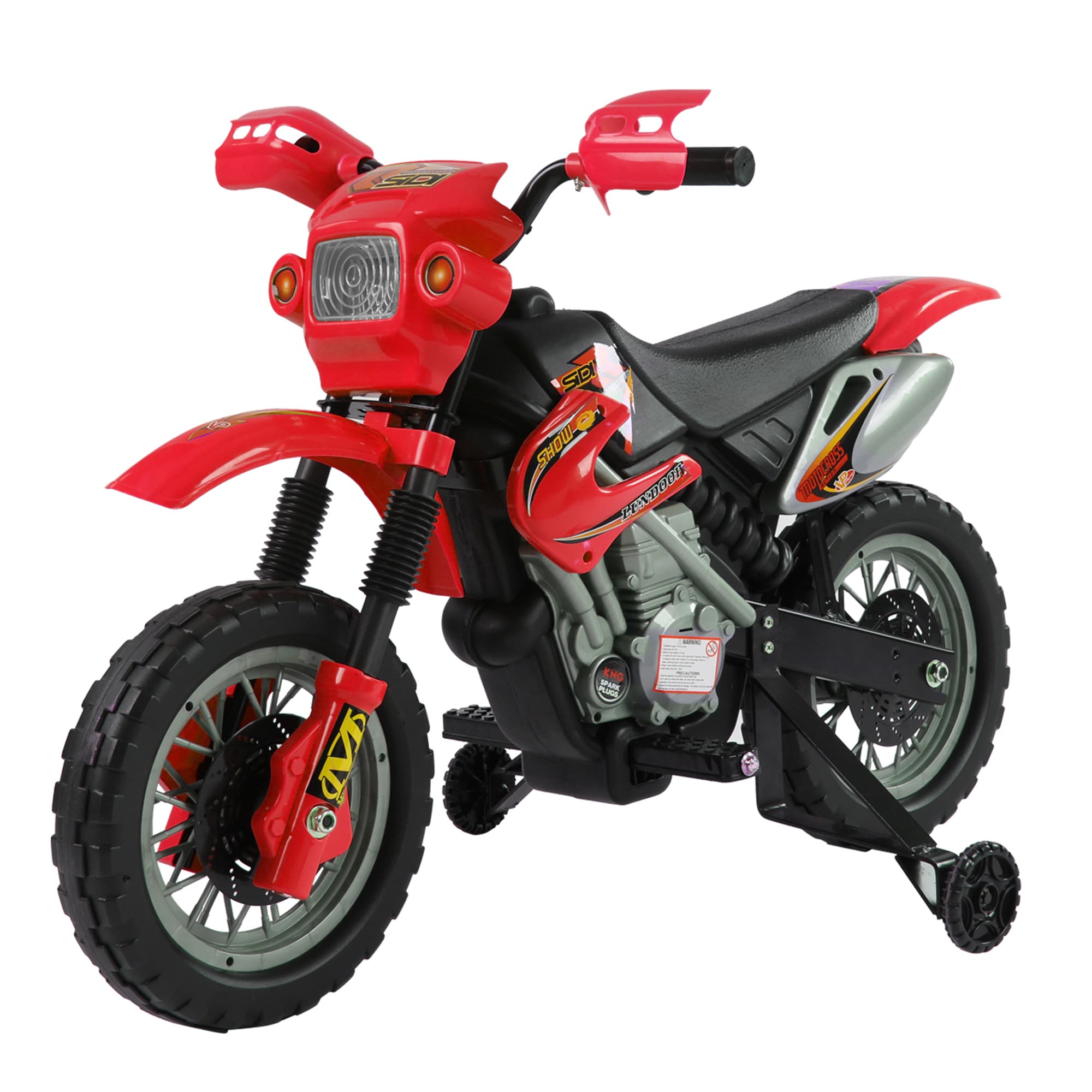 HOMCOM Moto Cross électrique Enfant 3 à 6 Ans 6 V phares klaxon musiques 102 x 53 x 66 cm Rouge et Noir