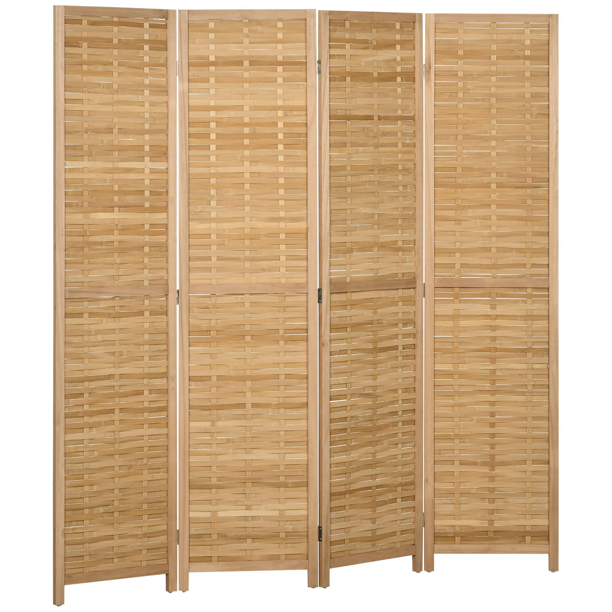 HOMCOM Paravent en bois séparateur de pièce closion de séparation pliable 4 panneaux en bambou 160 x 170 cm naturel clair