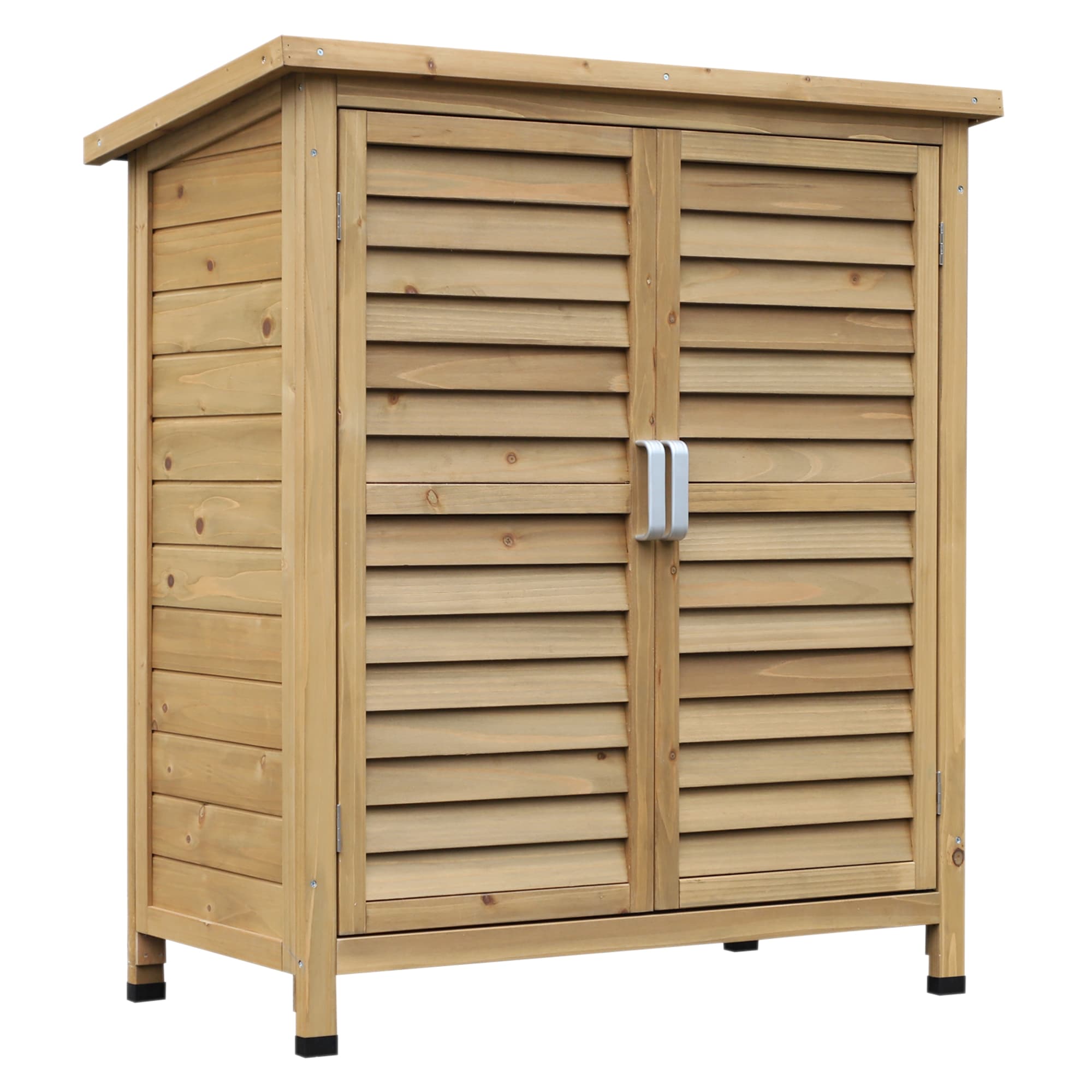 Outsunny Armoire de Jardin sur Pied dim. 87L x 46l x 96H cm étagère Portes persiennes Toit bitumé Bois Sapin Autoclave Vert