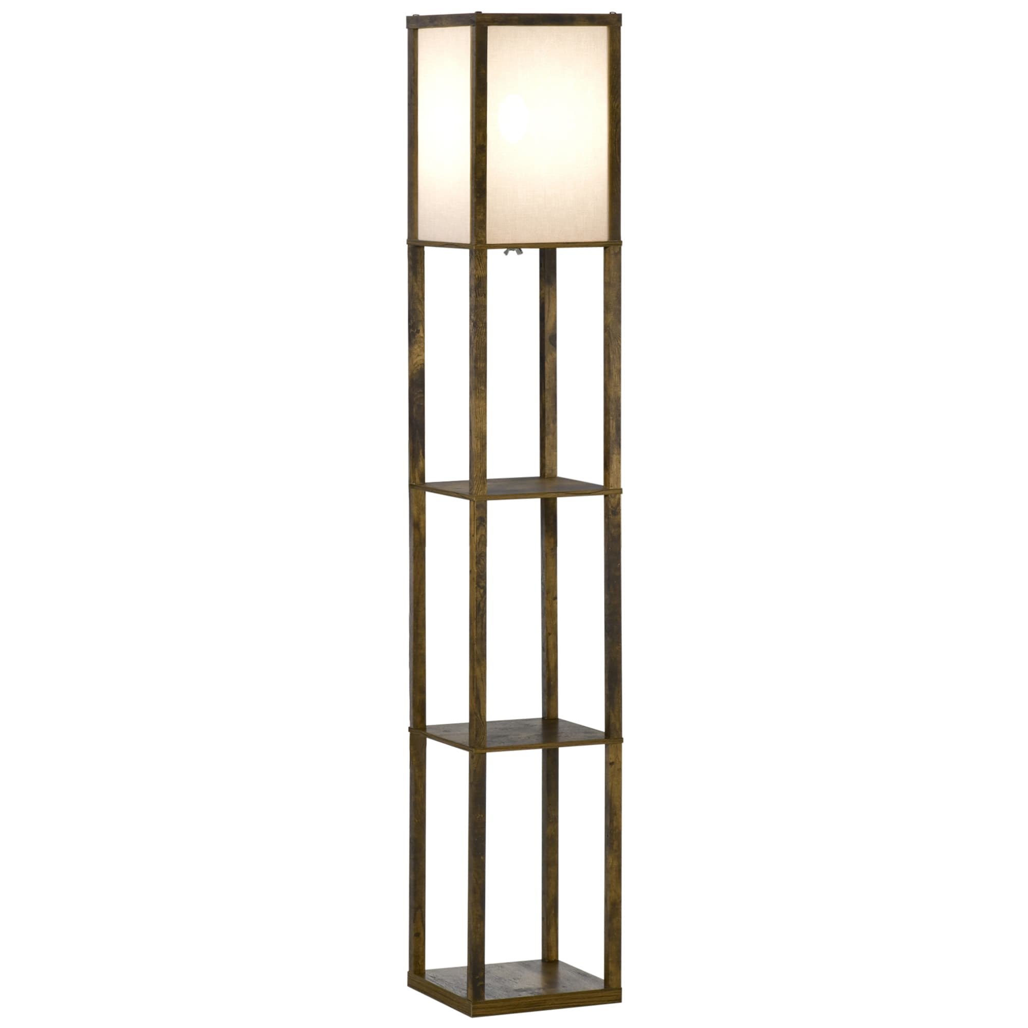 Homcom Lampadaire Étagère Lumineux 3 Niveaux MDF Blanc et Marron 160cm Déco Intérieure Aosom France