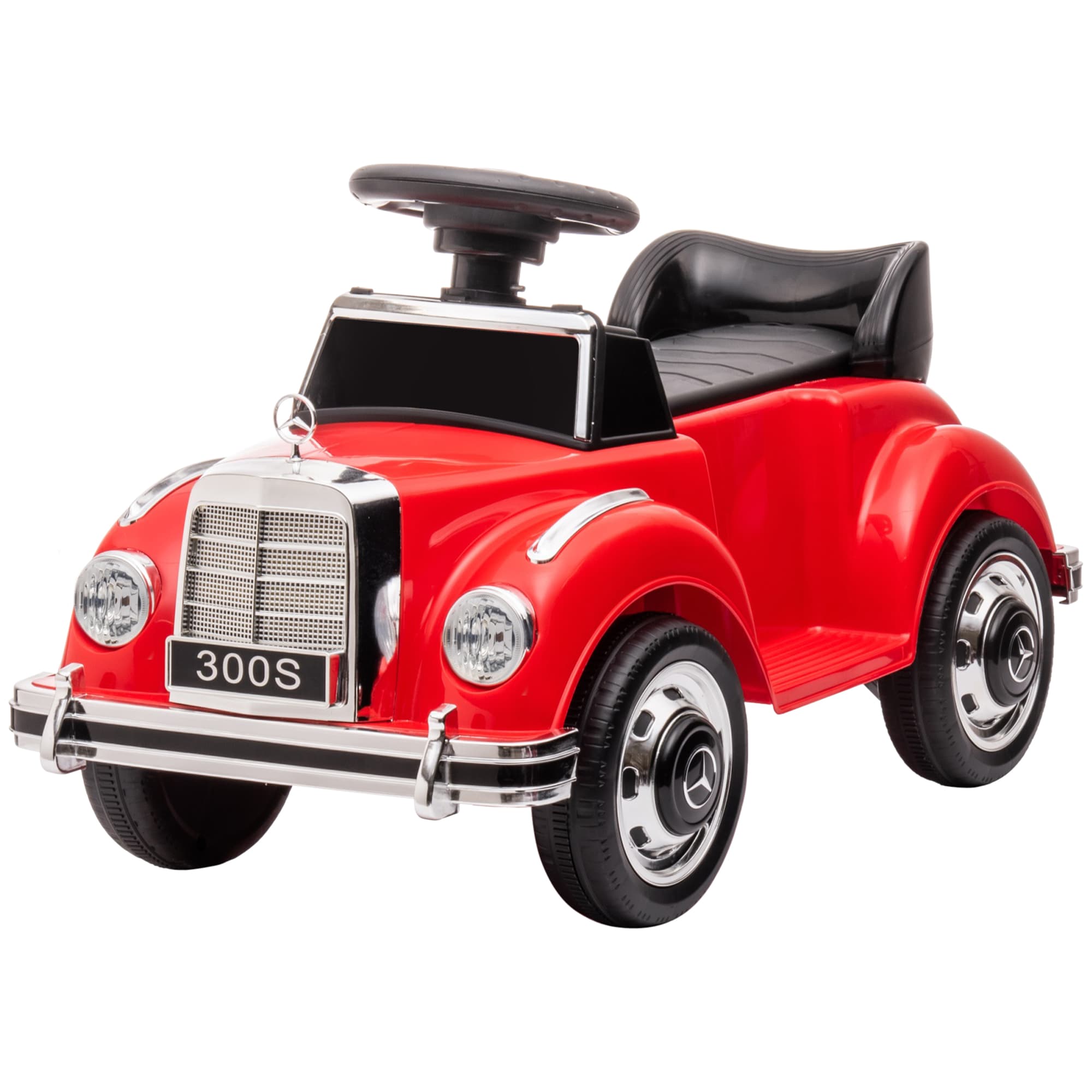AIYAPLAY Porteur Enfants Voiture Licence Mercedes-Benz 300S 18-48 mois coffre rangement sous le siège rouge