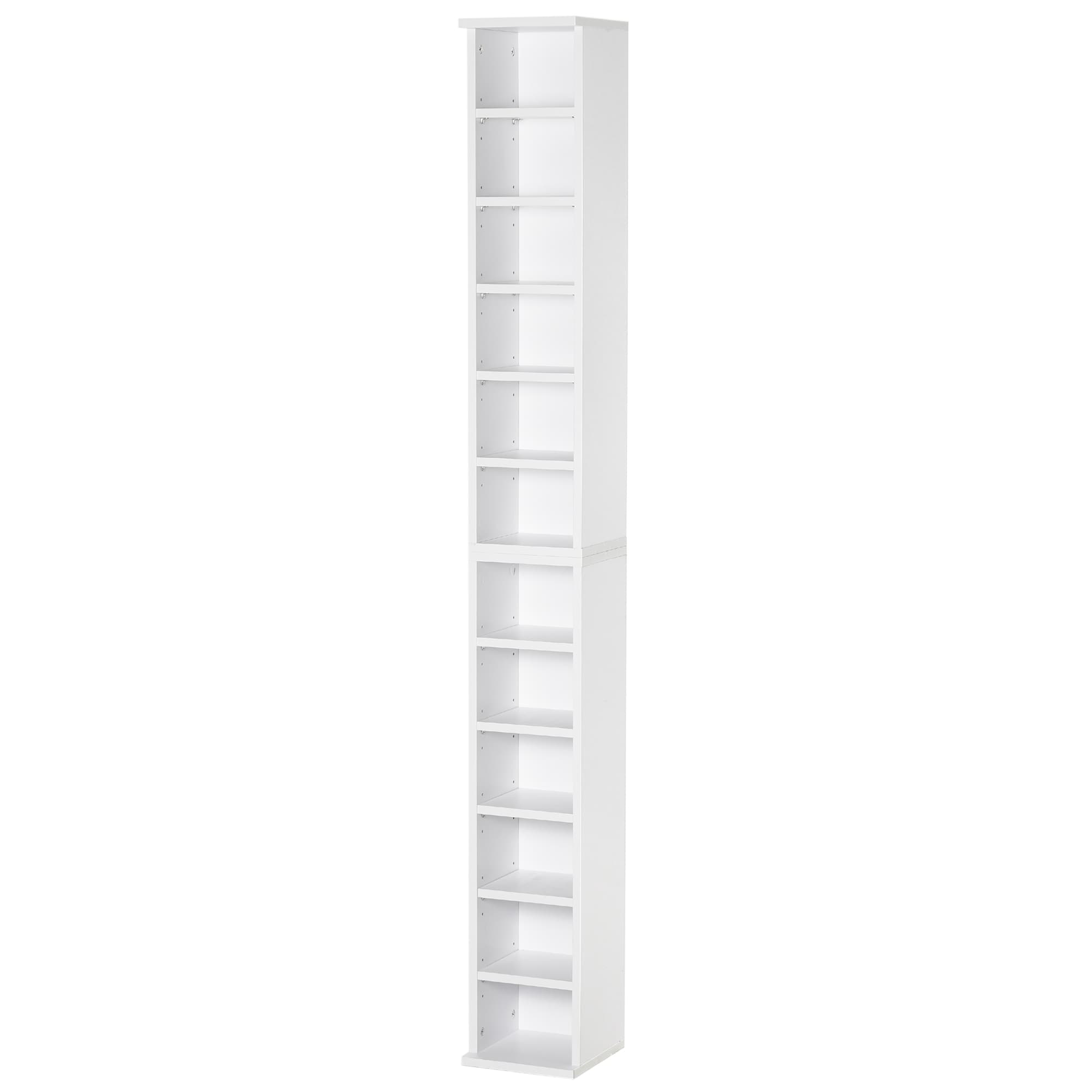 HOMCOM Lot de 2 étagères colonnes armoire de rangement CD 6 + 6 compartiments blanc dim. 21L x 22,5l x 88,5H cm