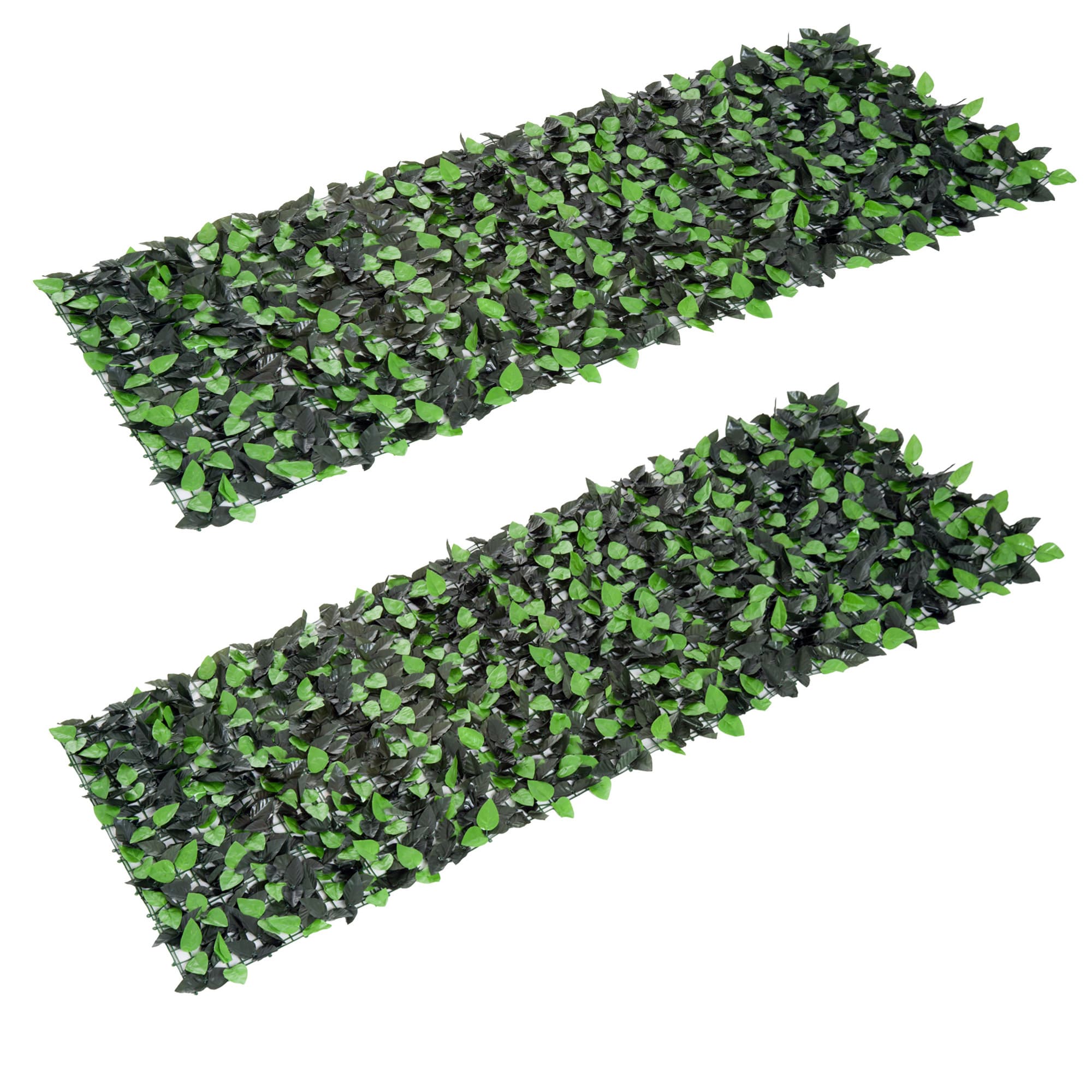Outsunny Lot de 2 haies artificielles Feuilles de Laurier - Treillis Extensible - Brise-Vue canisse végétale Feuillage réaliste