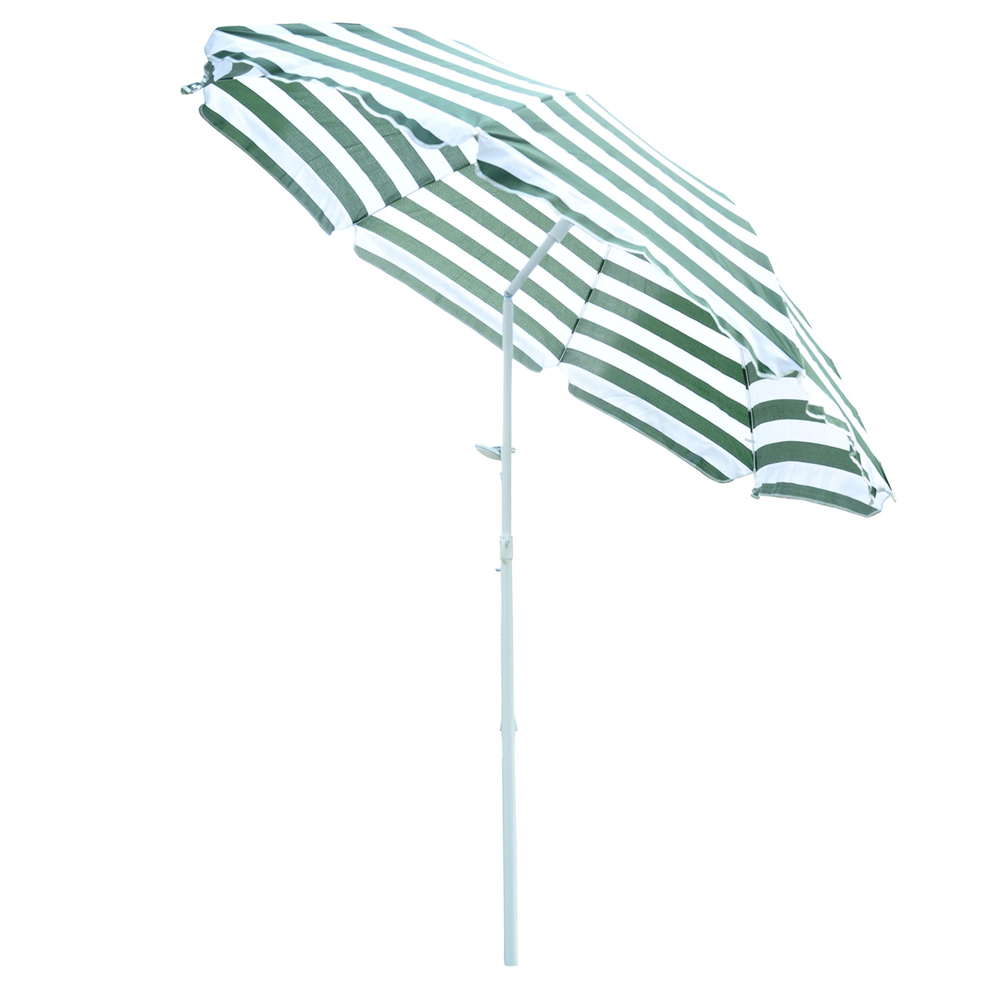Outsunny Parasol octogonal inclinable dim. 1,8L x 1,8l x 2H m métal polyester haute densité 140 g/m2 bande verte et blanche-AOSOM.fr
