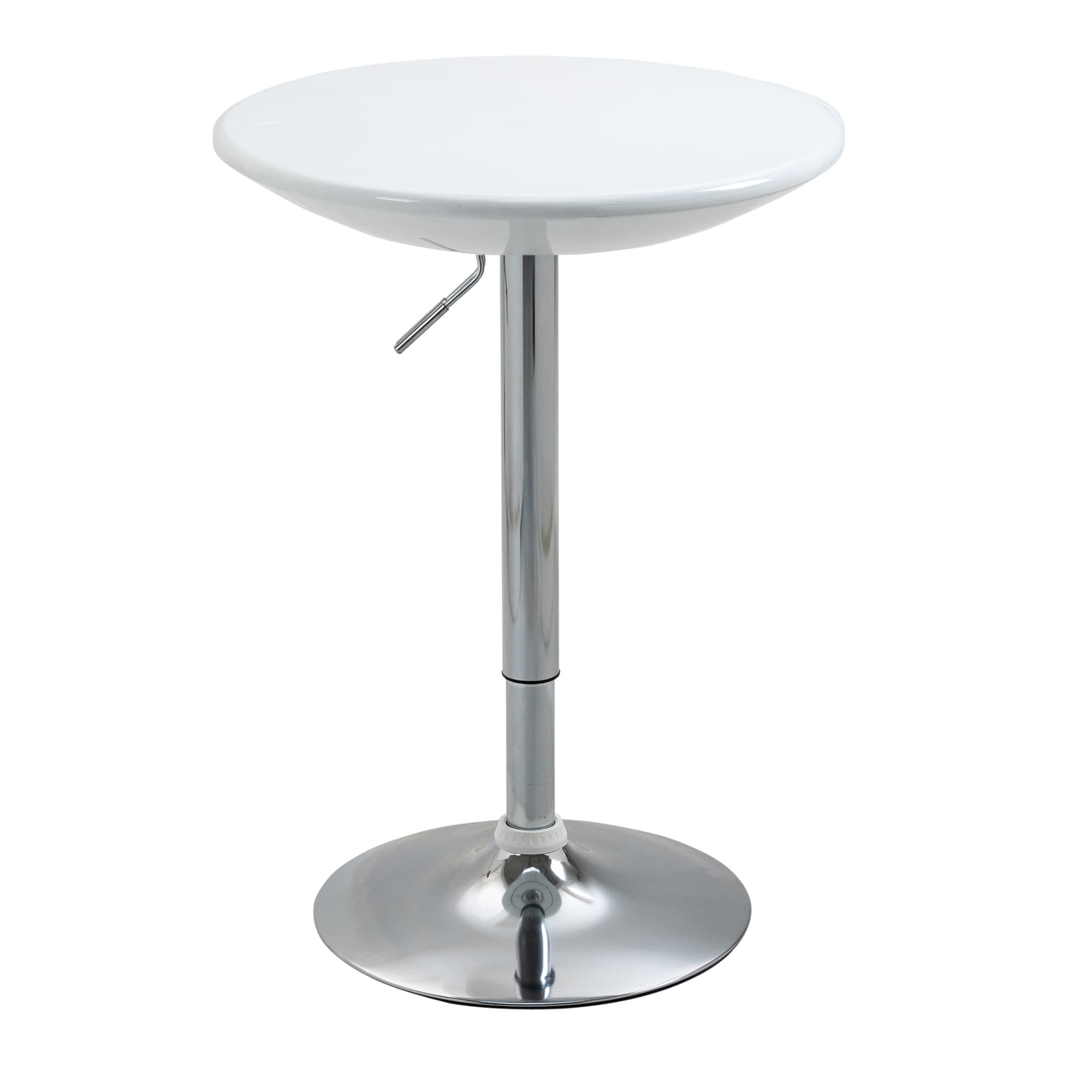 HOMCOM Table de Bar Ronde Mange-debout Table Bistro Style Contemporain piètement Acier métal chromé Plateau ABS pivotant 360° Blanc