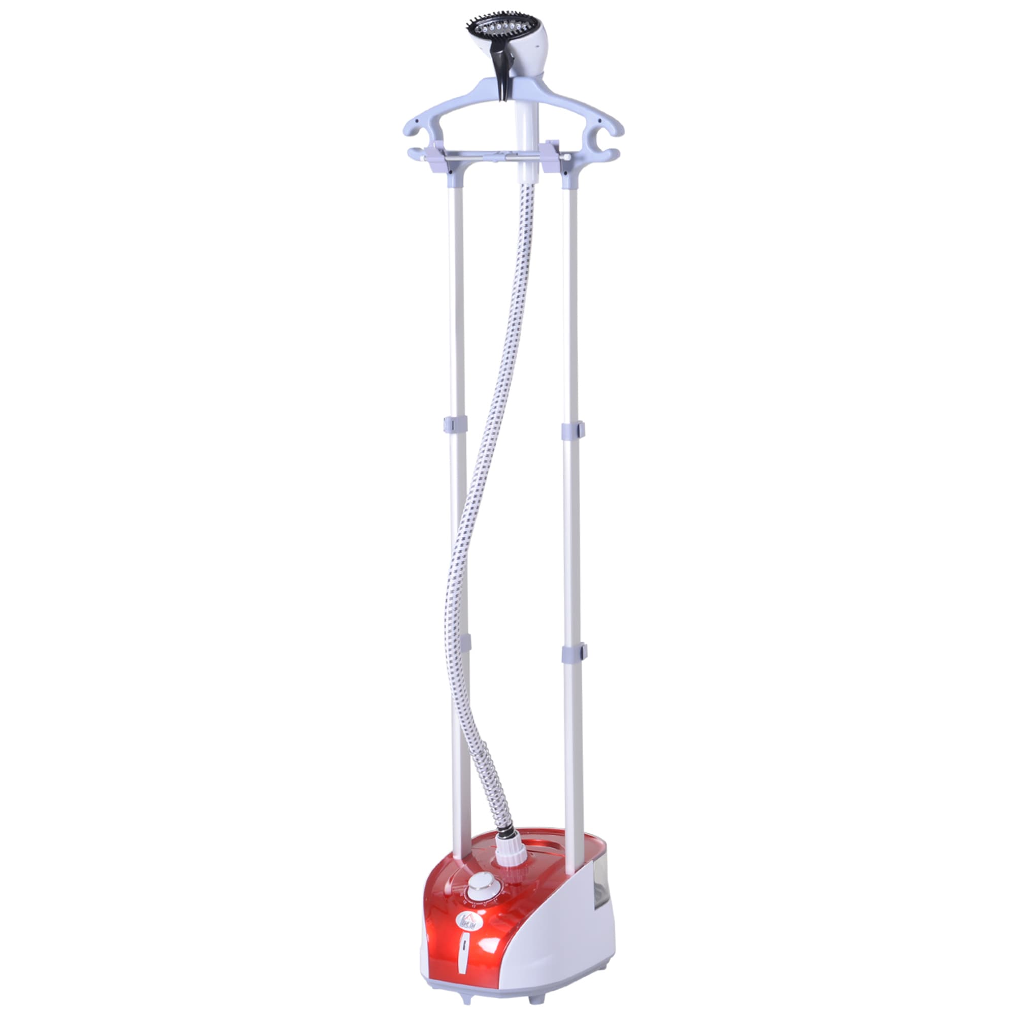 HOMCOM Défroisseur à vêtements 1800 W planche à repasser intégrée réservoir d'eau 2 L tige telescopique gant + cintre fournis rouge