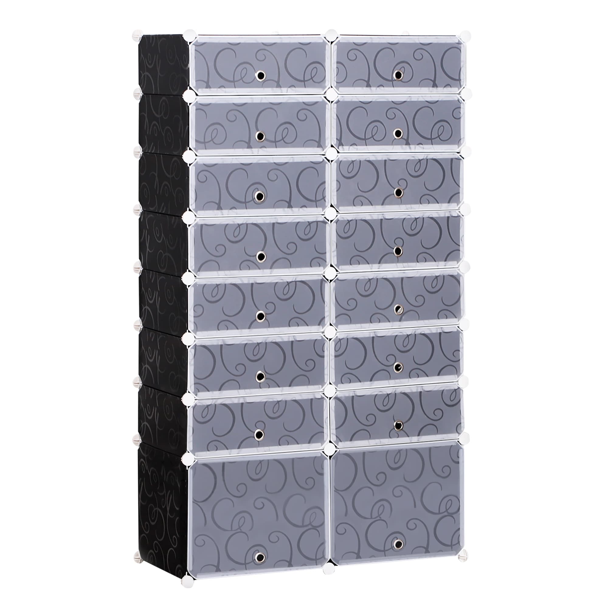 HOMCOM Armoire Modulable Rangement Chaussures 14+2 Cubes Noir et Blanc Aosom France