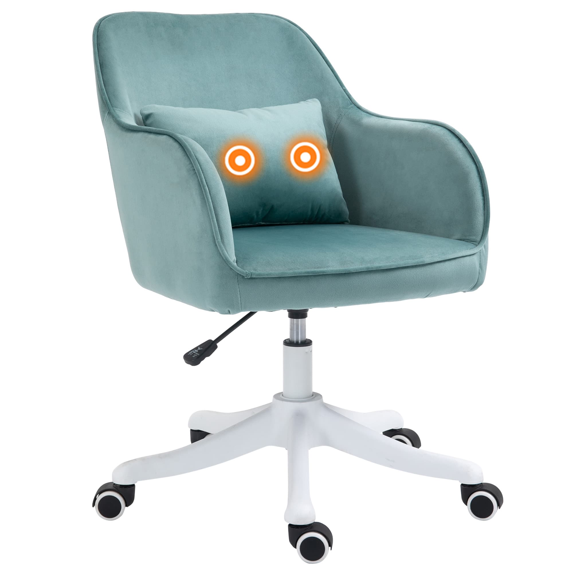 HOMCOM Chaise de bureau ergonomique fauteuil de bureau massant coussin lombaire intégré hauteur réglable pivotante 360° vert Aosom France