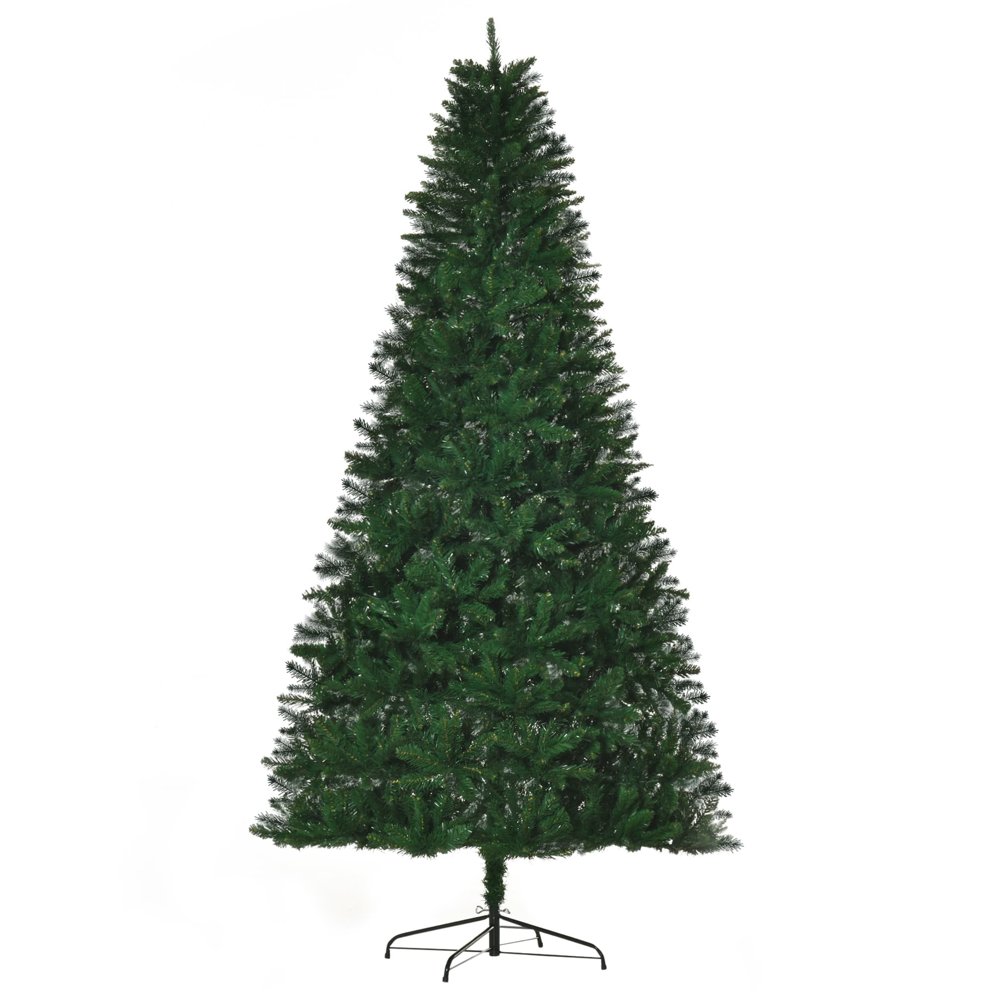 HOMCOM Sapin de Noël sapin artificiel hauteur de 2,4 m 1499 branches en PVC base en acier robuste vert Aosom France