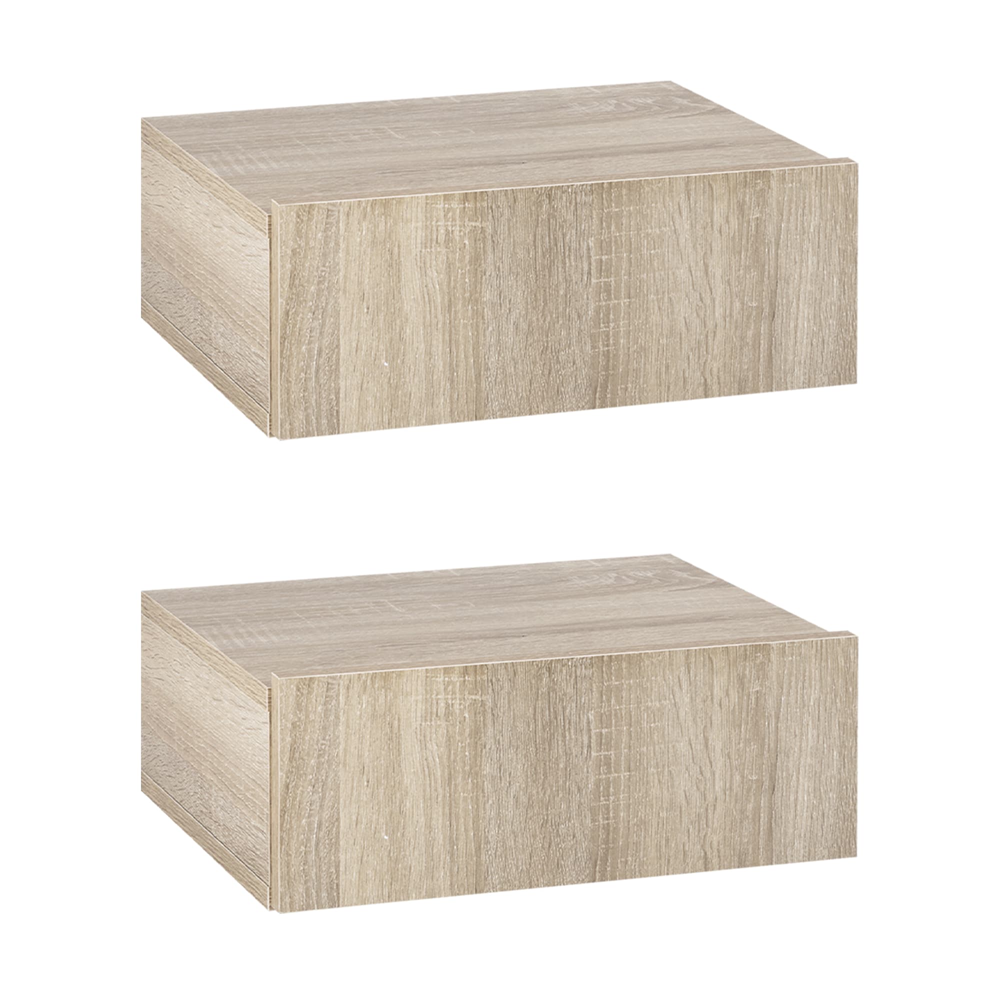 Outsunny Paire Tables de Chevet Murales Bois Naturel avec Tiroir Design Moderne Élégant Aosom France