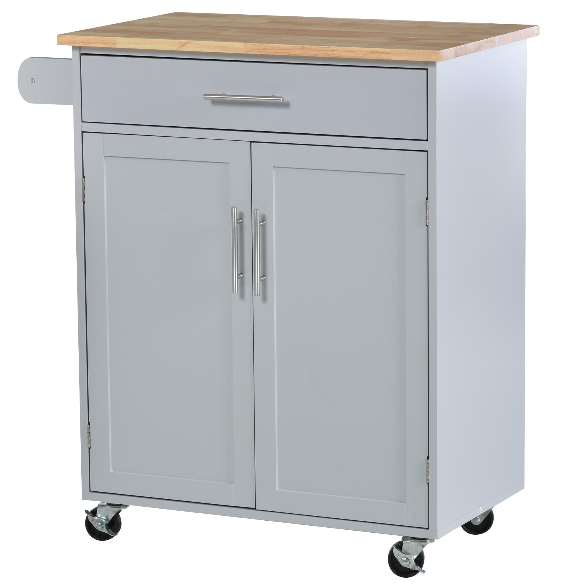 HOMCOM Desserte de cuisine sur roulettes chariot de service Ilot de cuisine avec tiroir de placard et porte-torchons - gris