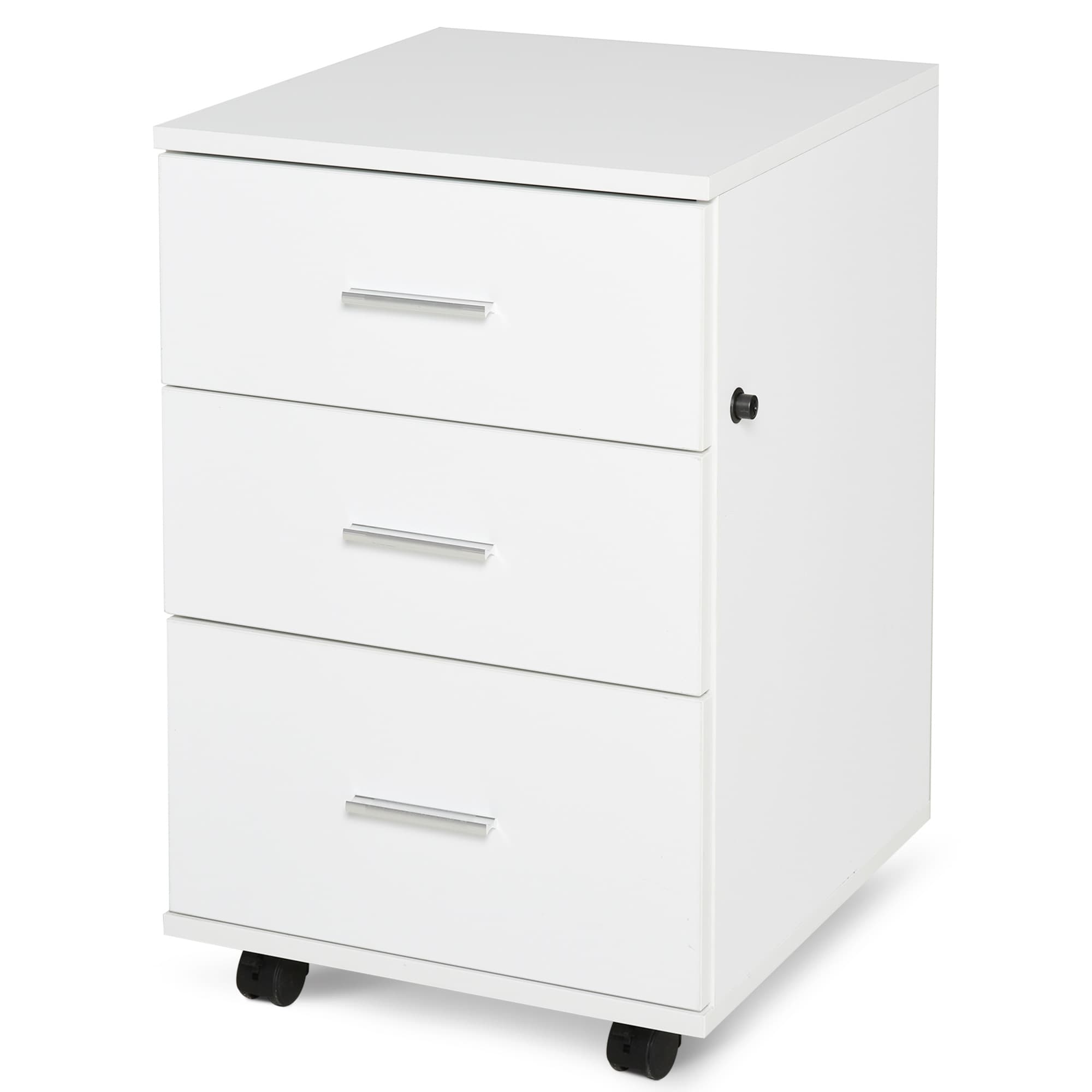 Vinsetto Caisson de Bureau Rangement Bureau sur Roulettes 3 Tiroirs Verrouillables 40 x 41 5 x 61 5 cm Blanc aosom france