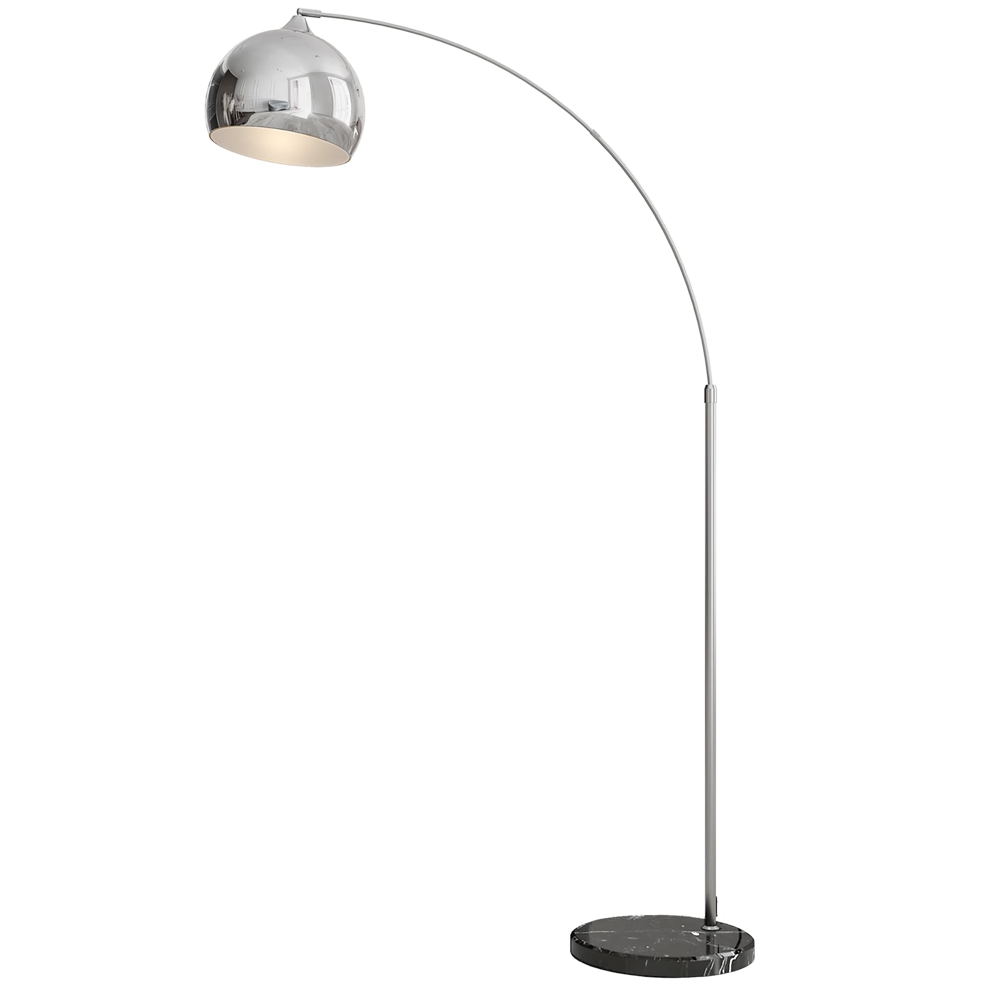 HOMCOM Lampadaire lampe de salon arc réglable pied marbre style vintage 40W E27 dim. 100-115L x 30l x 170-180H cm noir gris