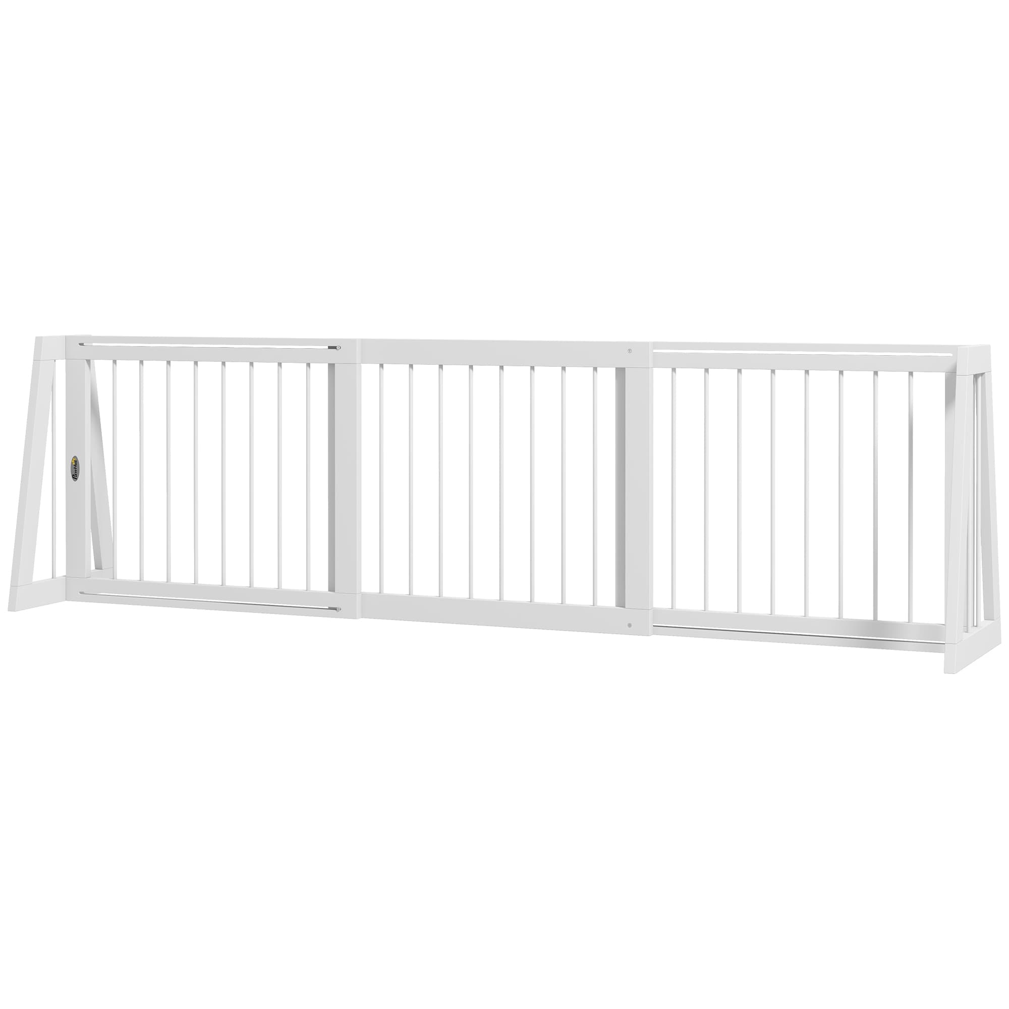 PawHut Barrière de sécurité pour chien barrière de protection à 3 panneaux rétractable 71-190 cm en bois - blanc