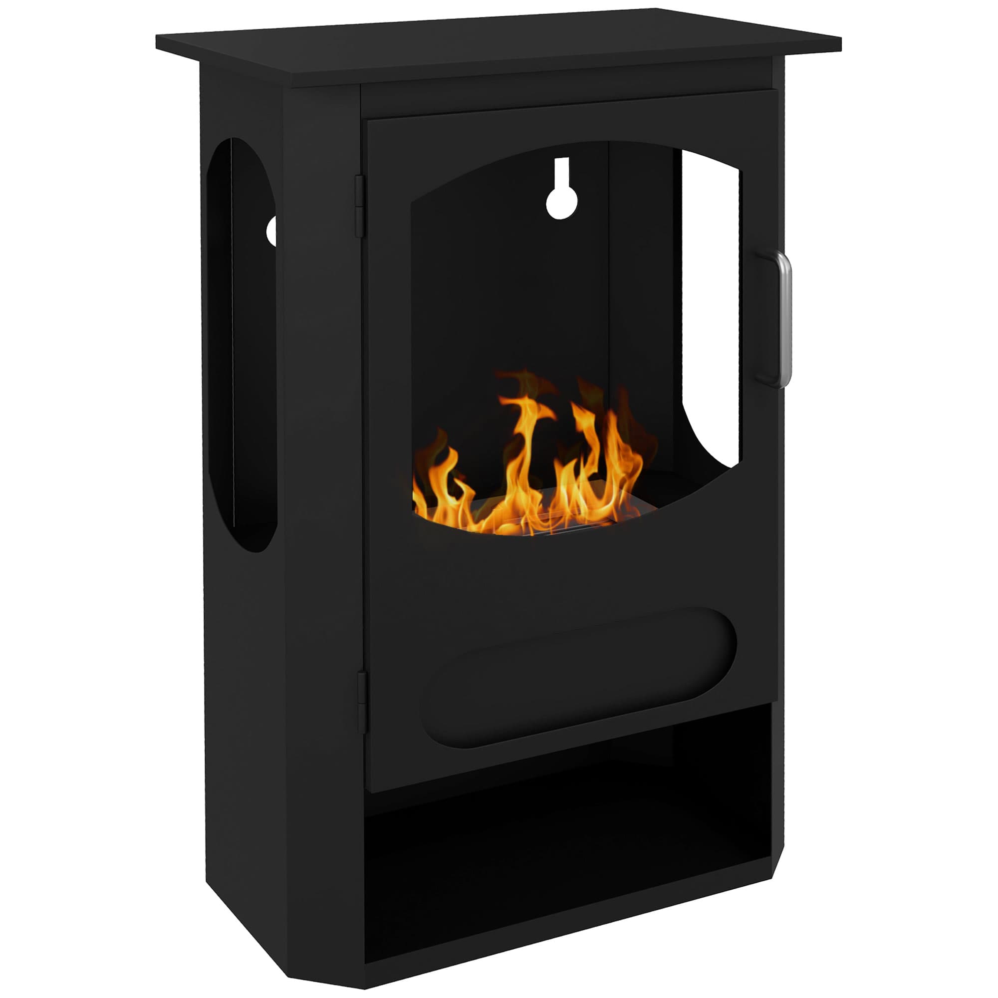 HOMCOM Cheminée à l'éthanol sur pieds réservoir 1,2L environ 3h de durée de combustion couverture 20-25 m2 43 x 25 x 68 cm noir