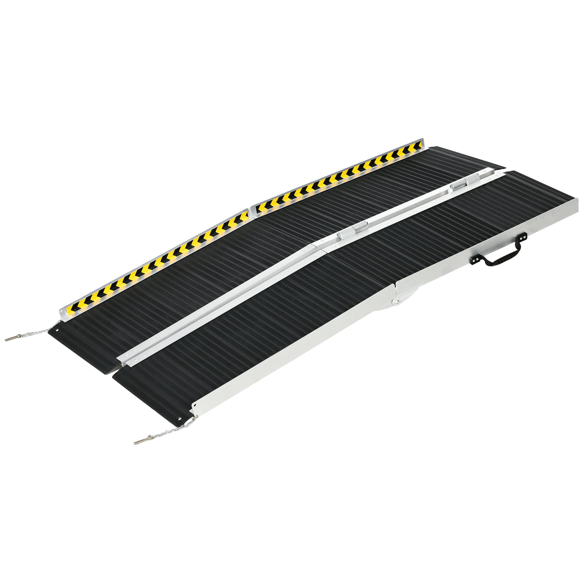 HOMCOM Rampe de chargement rampe d'accès pour fauteuil roulant scooter pliable antidérapante avec bordures de sécurité noir