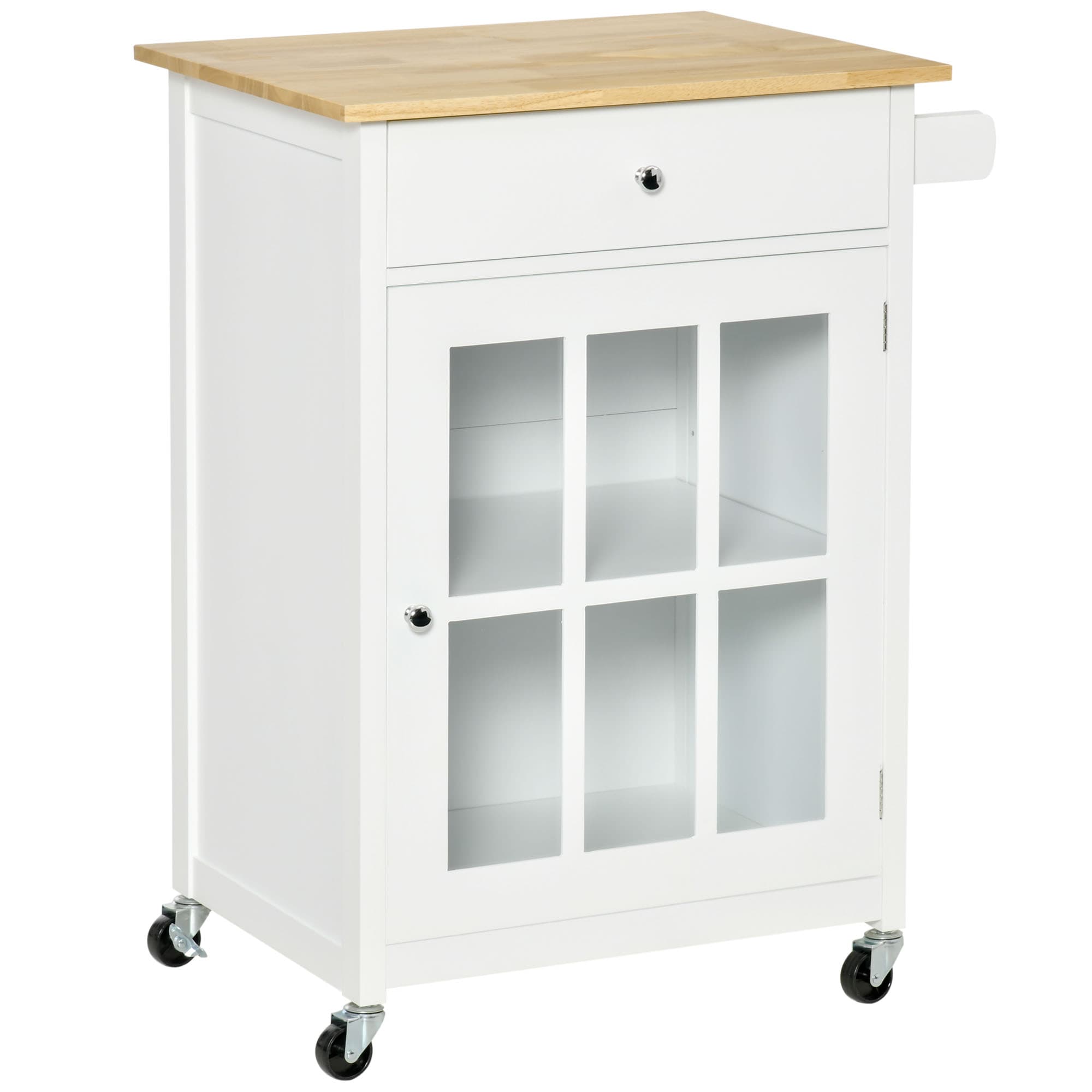 HOMCOM Chariot Roulant Desserte Cuisine Aspect Chêne Clair Blanc Aosom France