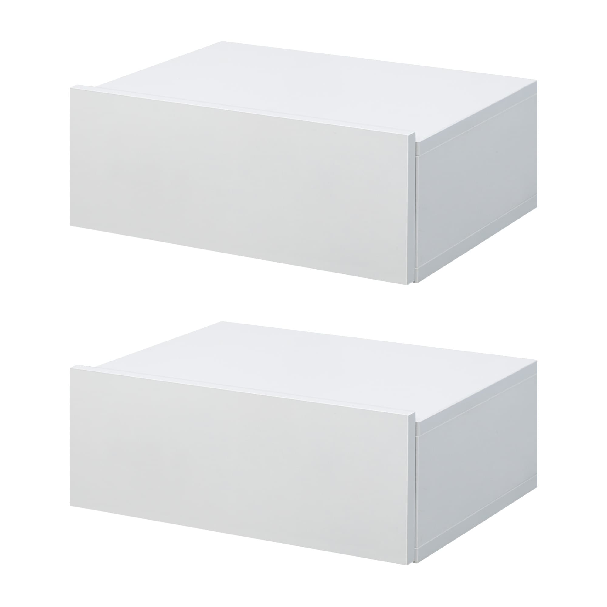 Outsunny Paire Chevets Muraux Aspect Bois Tiroir Coulissant Plateau Chambre Moderne Aosom France