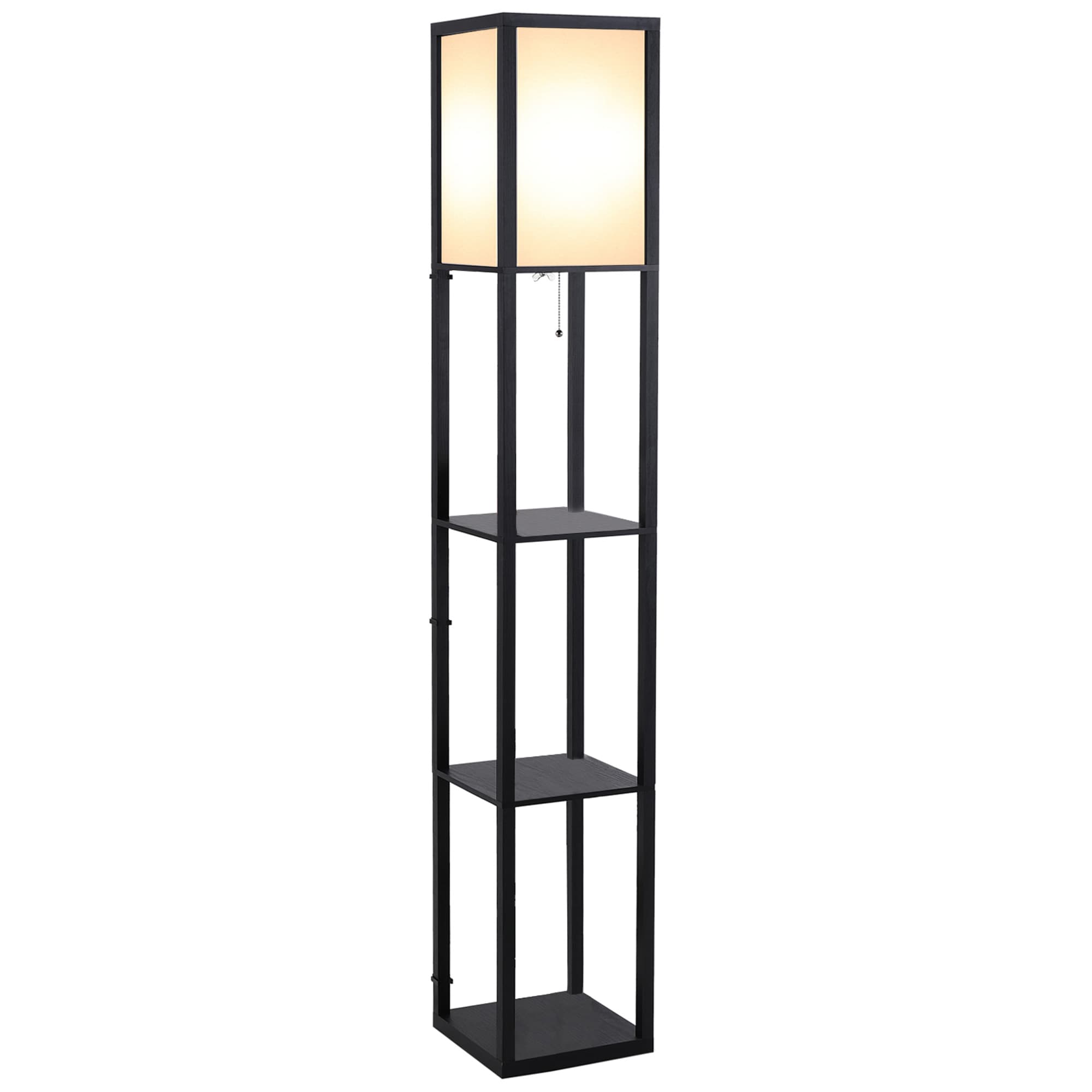 HOMCOM Lampadaire étagère Lampe étagère 26L x 26l x 160H cm 3 étagères 4 Niveaux MDF Noir