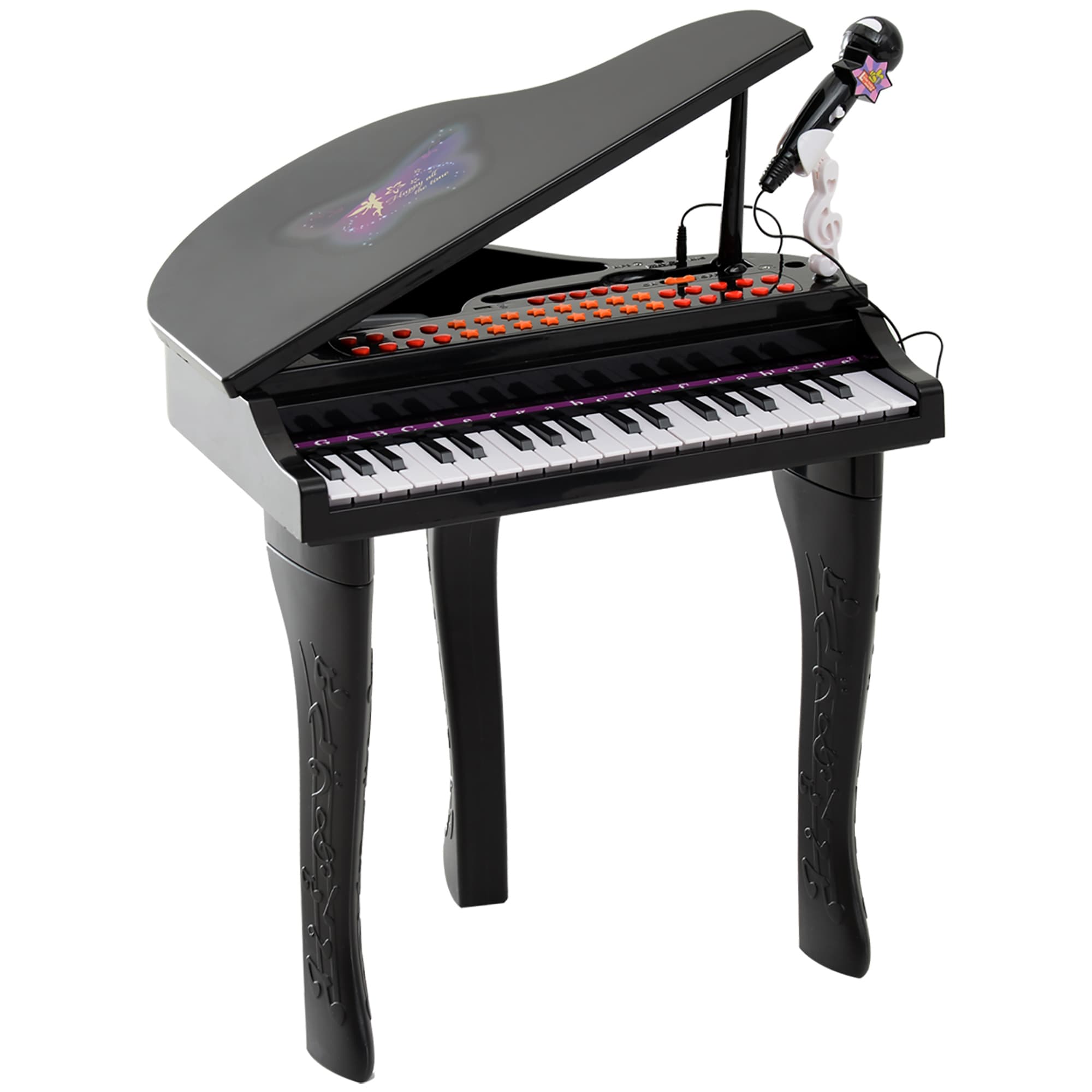 HOMCOM Jouet musical Piano électronique Clavier avec 37 Touches Instrument d'Éducation Musical avec Micro Haut Parleur Noir