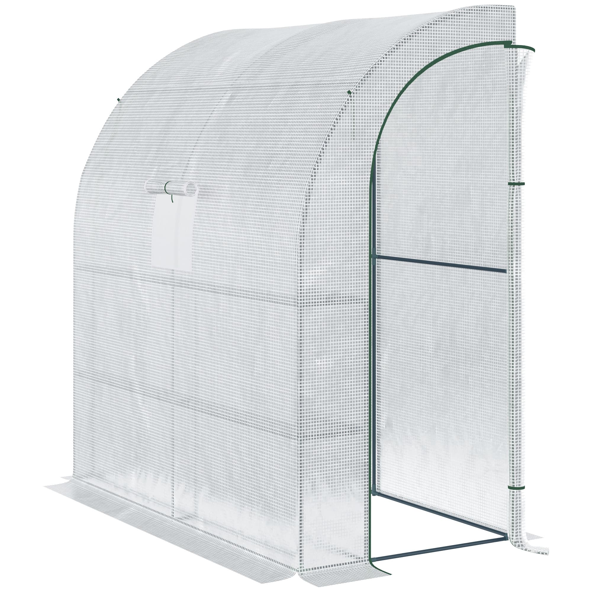 Outsunny Serre d'hivernage murale adossée Serre adossée dim. 2L x 1l x 2,15H m 4 étagères 2 Portes zippées 1 fenêtre Acier PE Haute densité Blanc