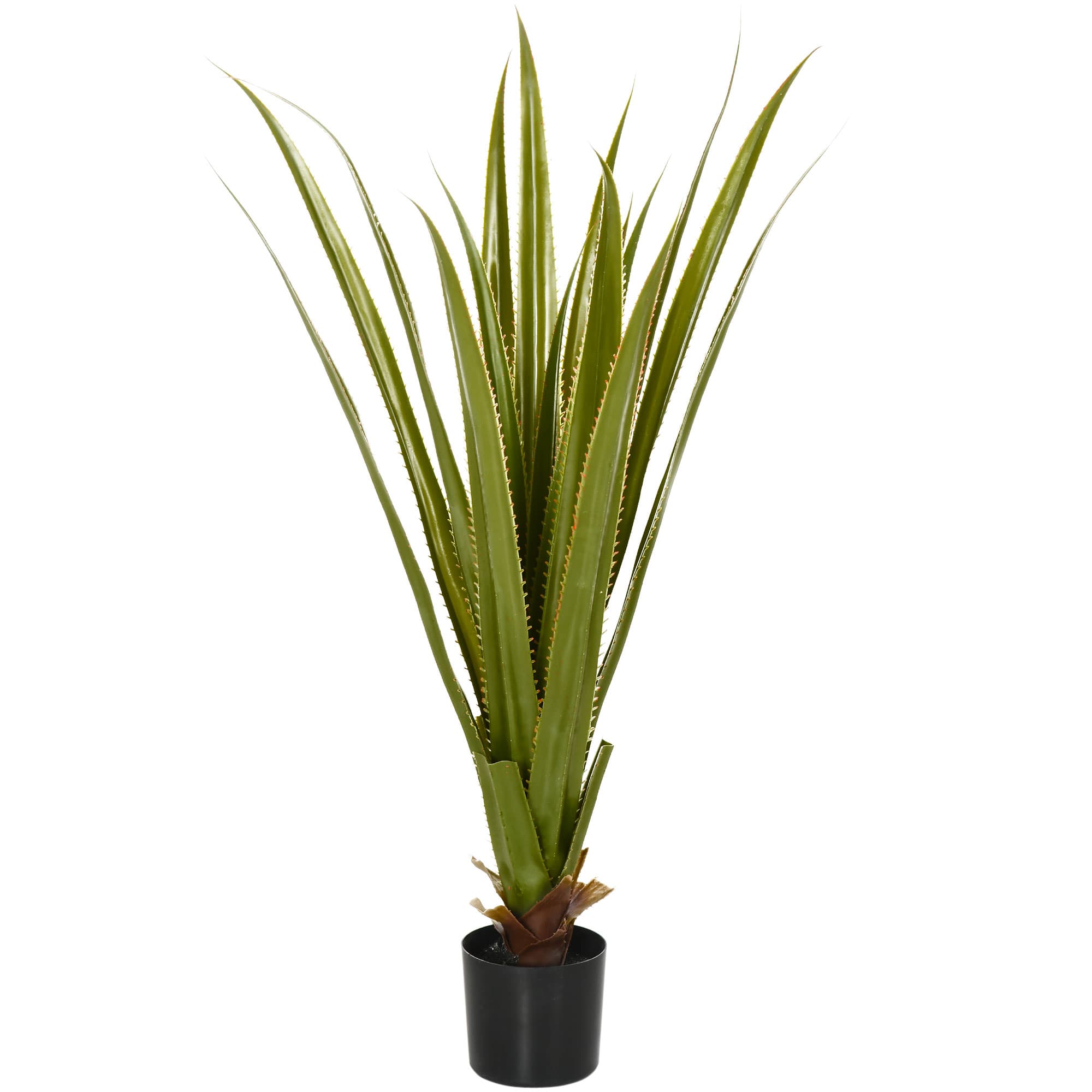 HOMCOM Plante artificielle type agave en pot hauteur 90 cm, 16 feuilles, interieur extérieur, grand réalisme