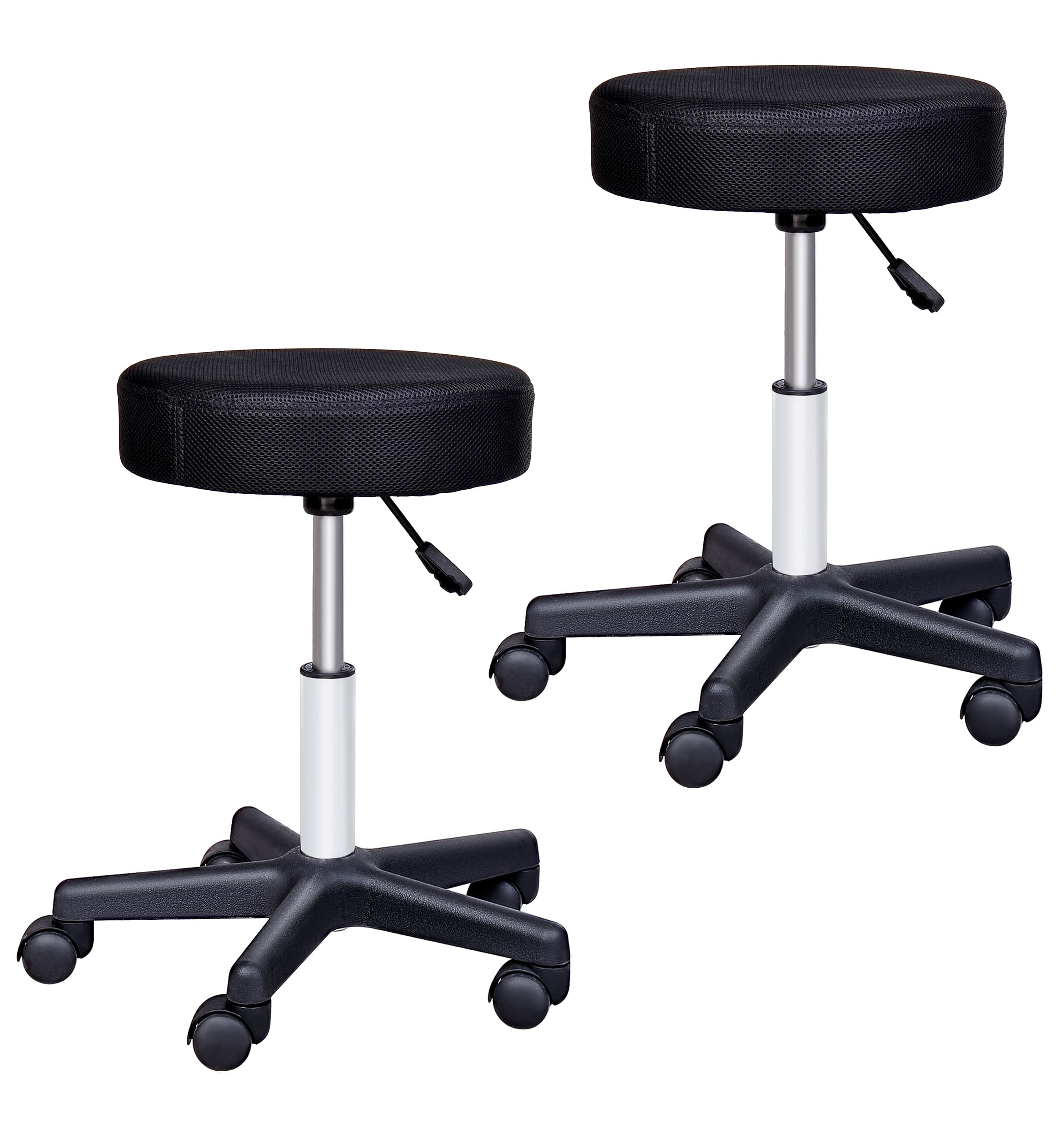 HOMCOM Lot de 2 tabourets de massage à roulettes reglable en hauteur pivotant avec trois couleurs de housse de protection