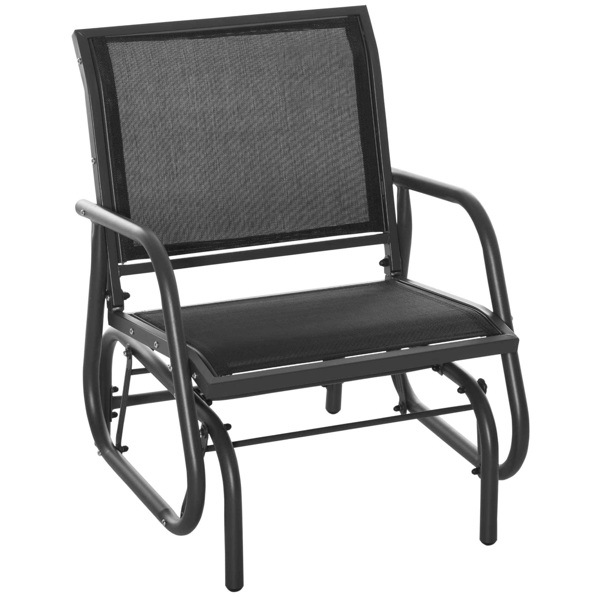 Outsunny Rocking Chair Jardin Design Ergonomique Accoudoirs Textilène Noir Aosom France