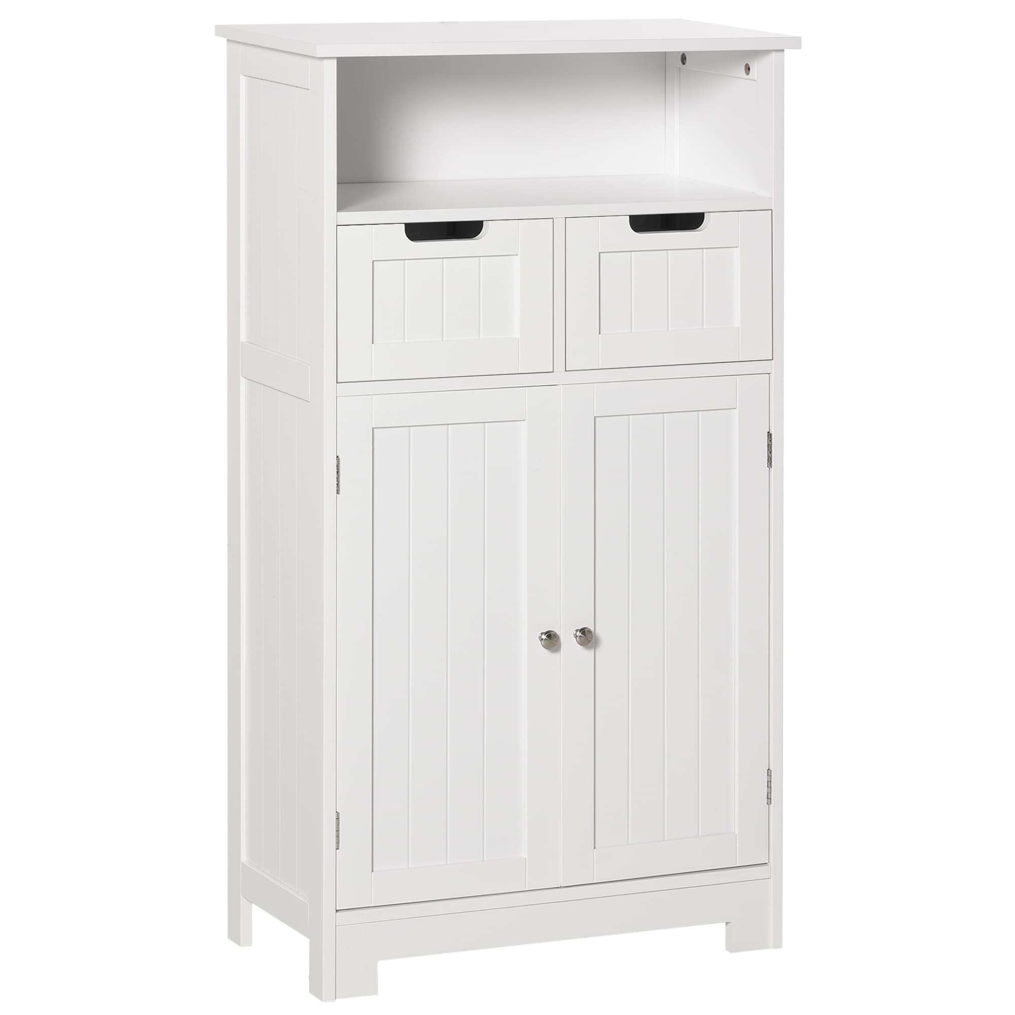 kleankin HOMCOM Meuble de salle de bain sur pieds meuble de rangement avec 2 tiroirs et 1 niveau de rangement 60 x 30 x 108,8 cm