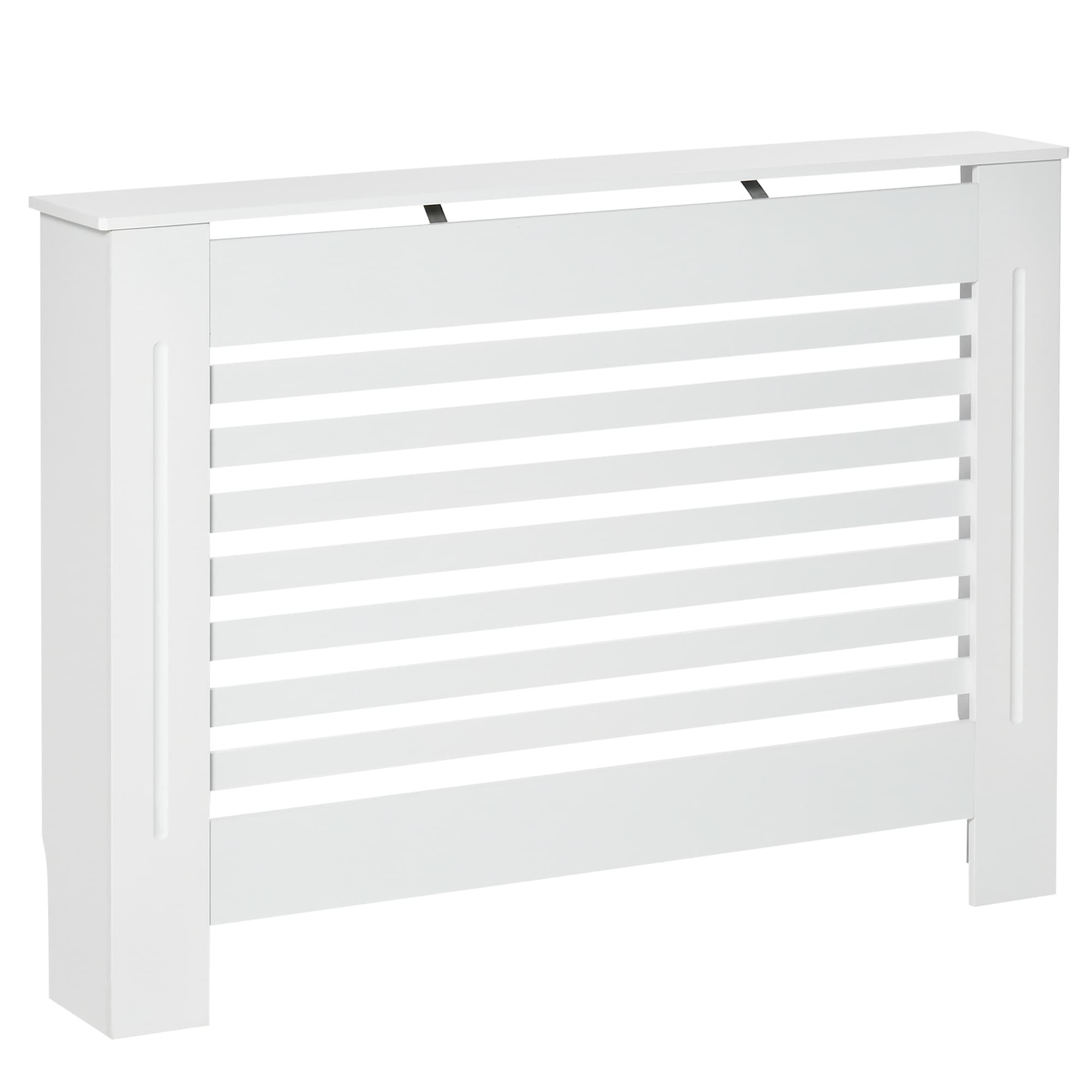 HOMCOM Cache-radiateur couverture de radiateur de chauffage en panneau MDF structure à lattes style élégant et contemporain 112 x 19 x 81 cm blanc
