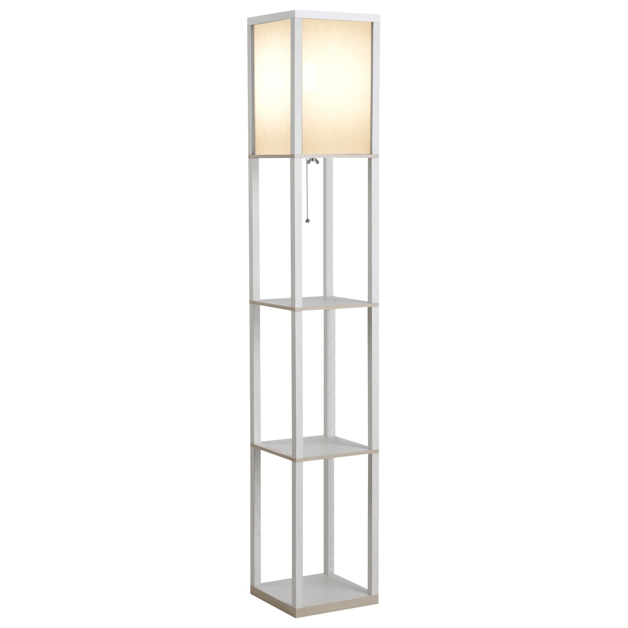 HOMCOM Lampadaire étagère Lampe étagère 26L x 26l x 160H cm 3 étagères 4 Niveaux MDF Blanc