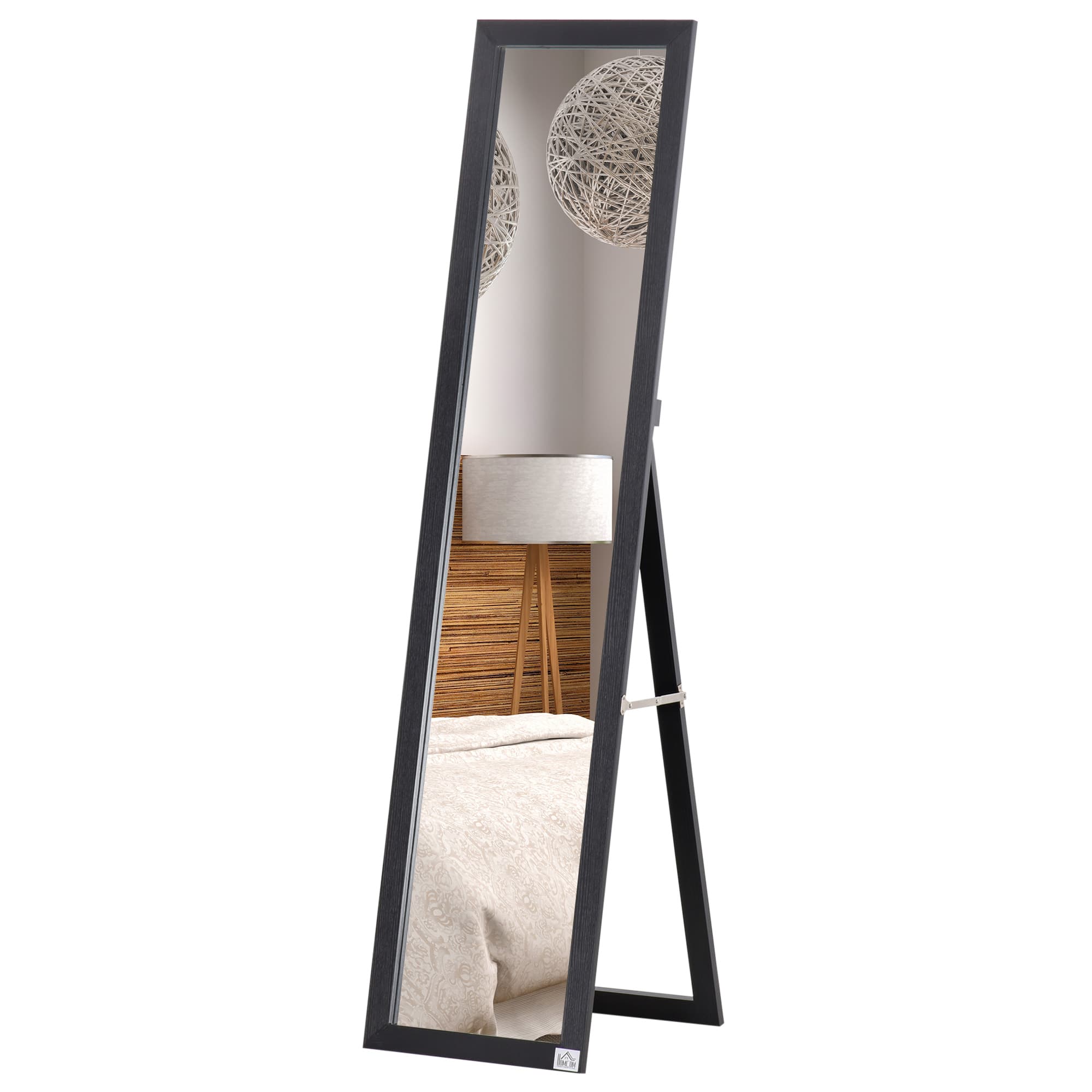 Outsunny Miroir Pleine Longueur Rectangulaire Mural et sur Pied Noir pour Dressing Aosom France
