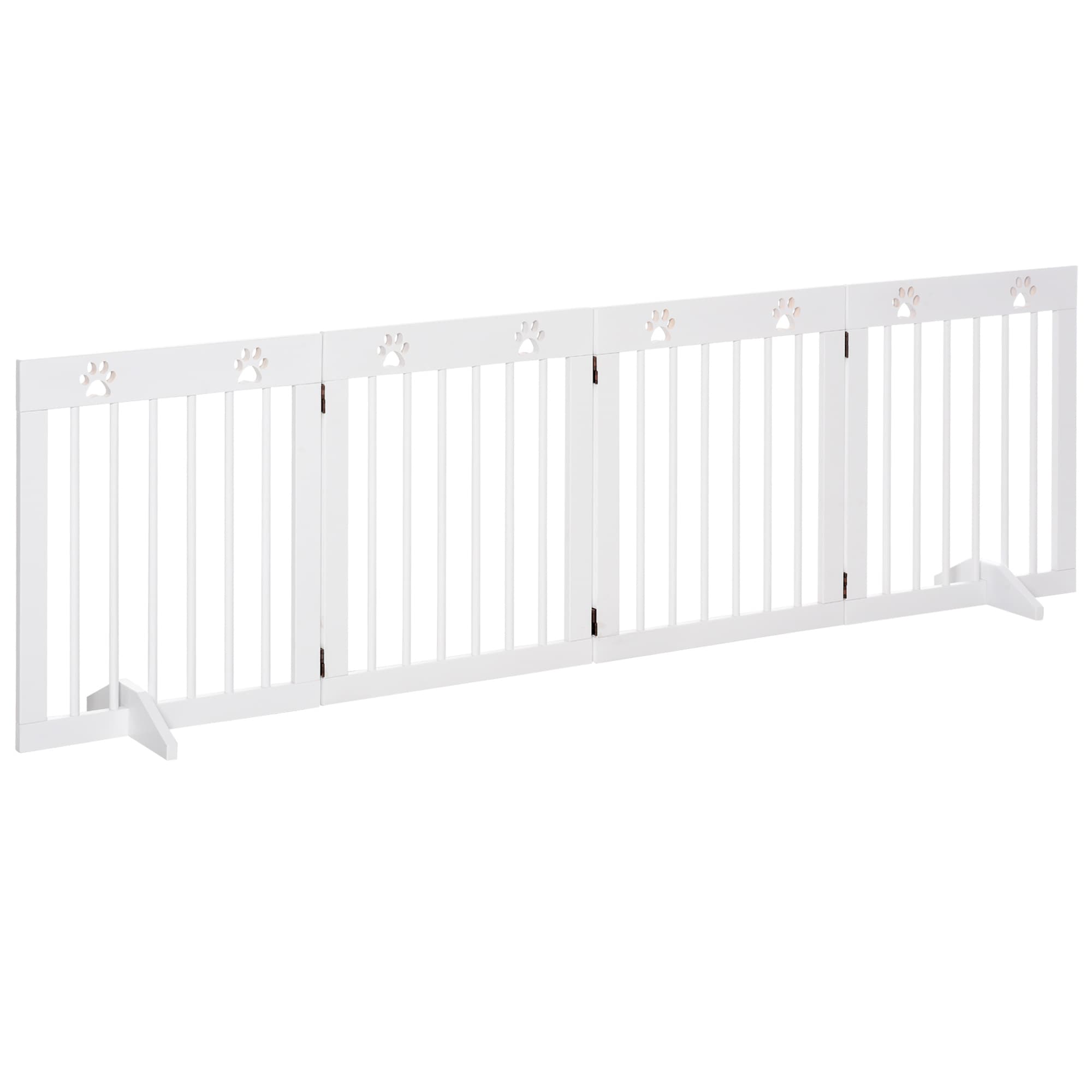 PawHut Barrière de Sécurité 4 Panneaux Pin Massif Blanc pour Animaux 204x30x61cm Aosom France