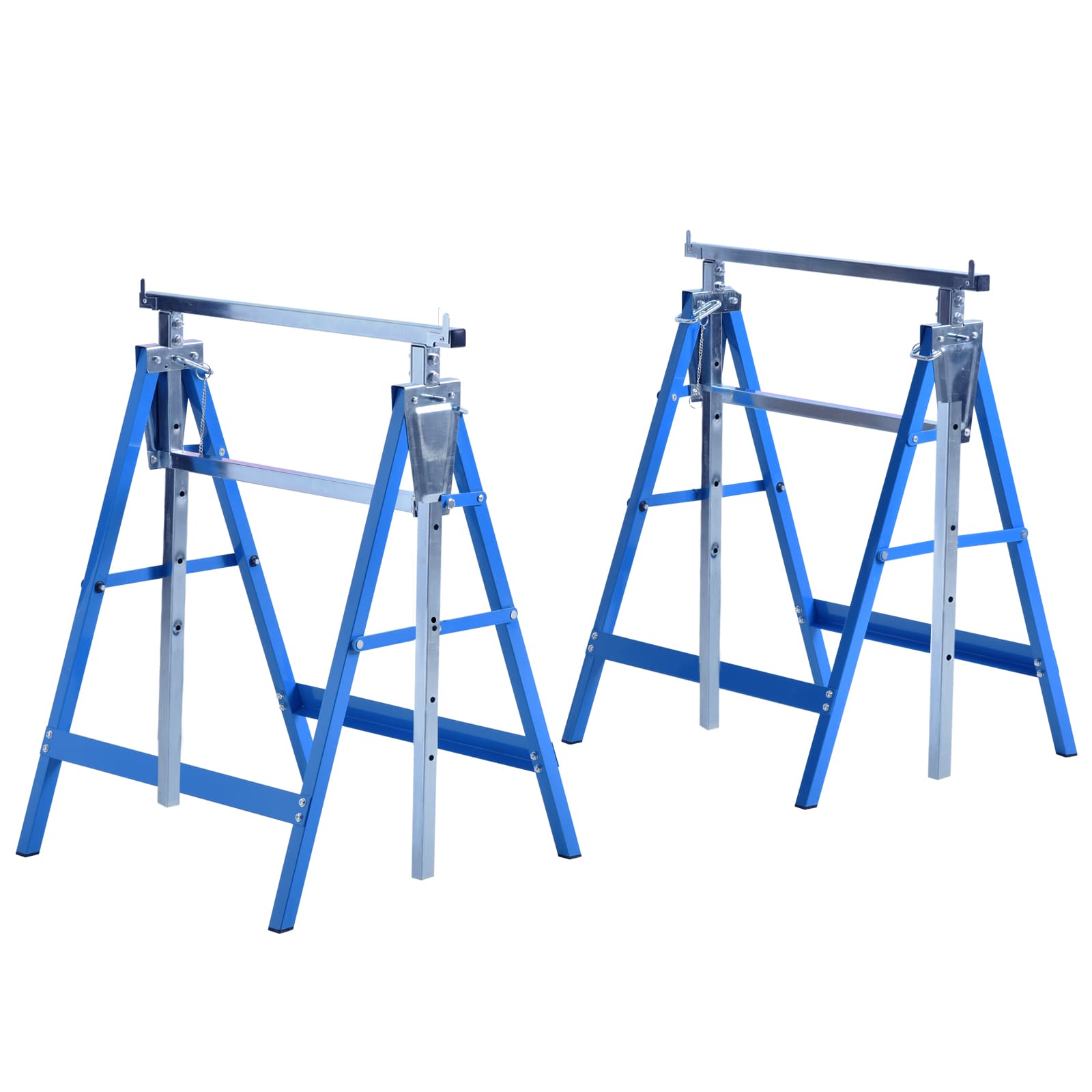 HOMCOM Lot de 2 tréteaux pliables hauteur réglable 80-130 cm acier