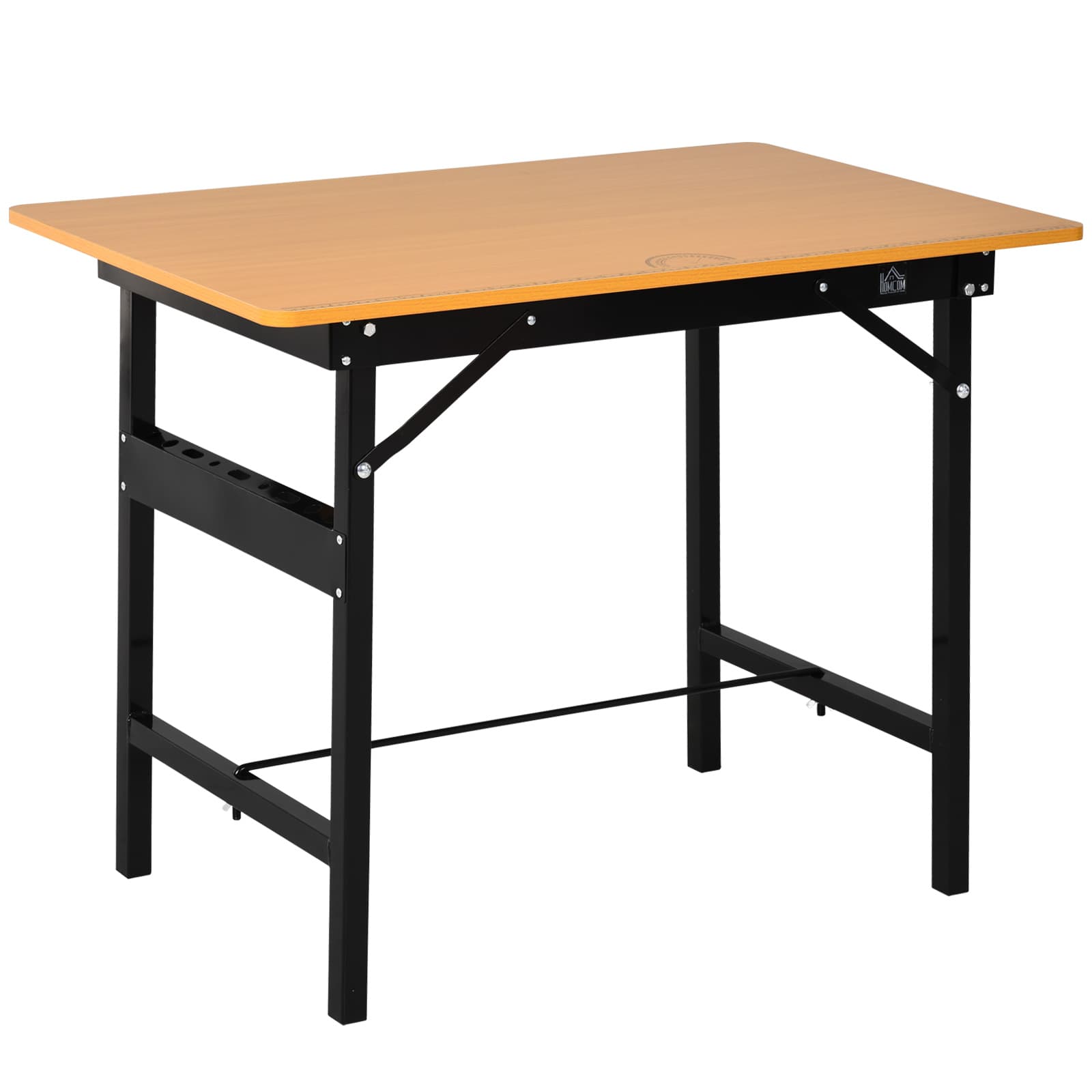 HOMCOM Établi atelier pliant table de travail pliable avec règle et rapporteur MDF table atelier 100 x 60 x 75,5 cm jaune noir