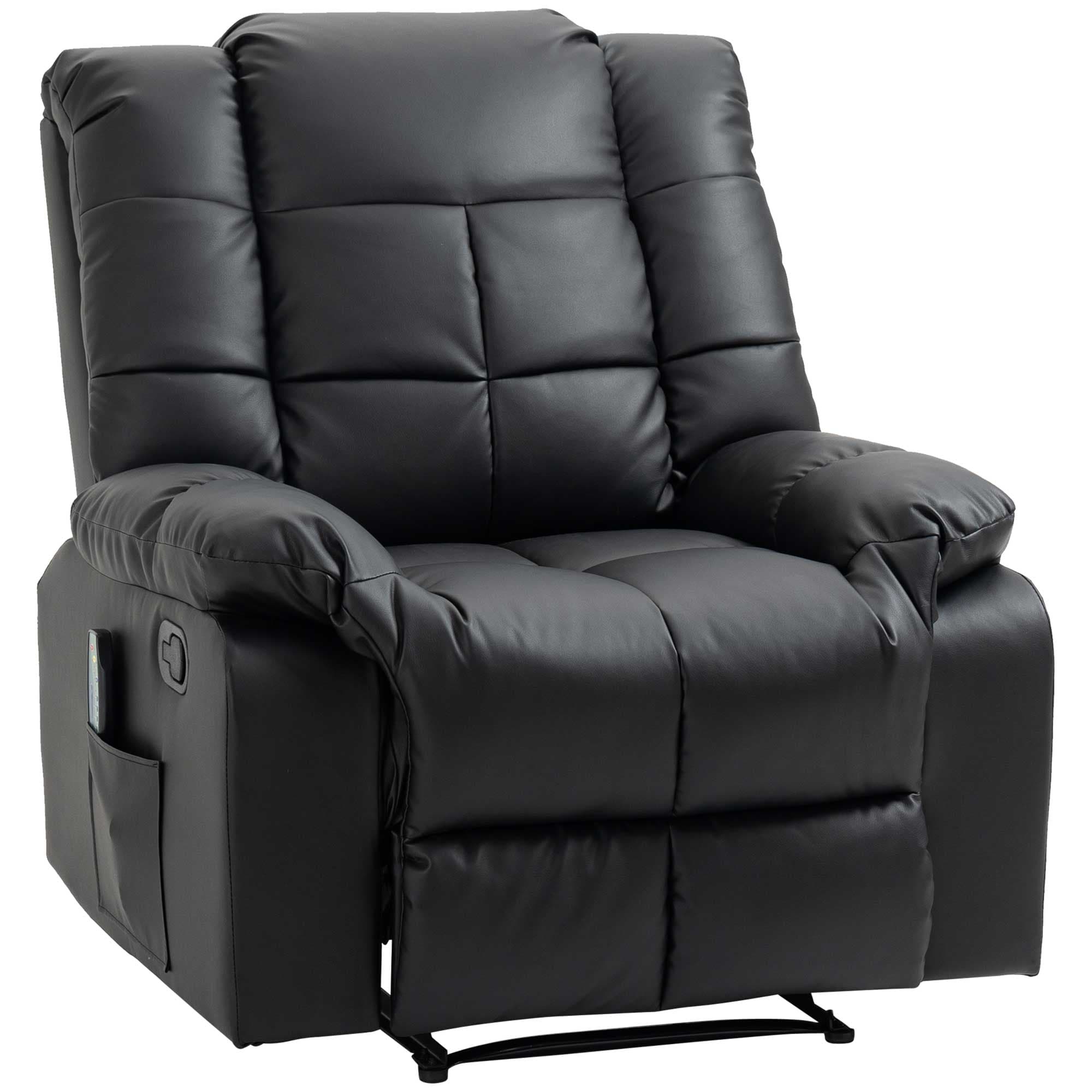HOMCOM Fauteuil Massant et Relaxant, Siège Massant Luxe avec Dossier Inclinable, Repose-Pied Réglable, Revêtement Synthétique, Noir Aosom France