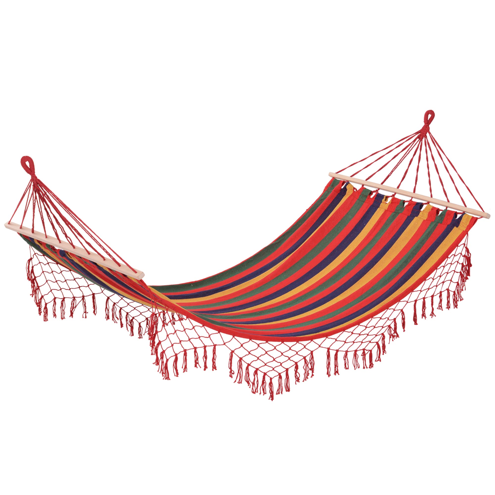 Outsunny Hamac de Voyage Respirant Multicolore en Coton et Polyester 2x1m Aosom France