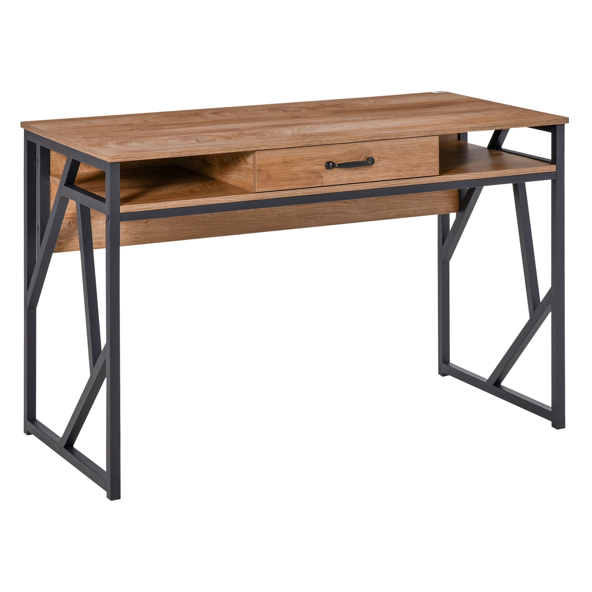 HOMCOM Bureau informatique table informatique avec 1 tiroirs 2 étagères ouverts et plateau pour maison bureau et appartement 120 x 60 x 76 cm marron