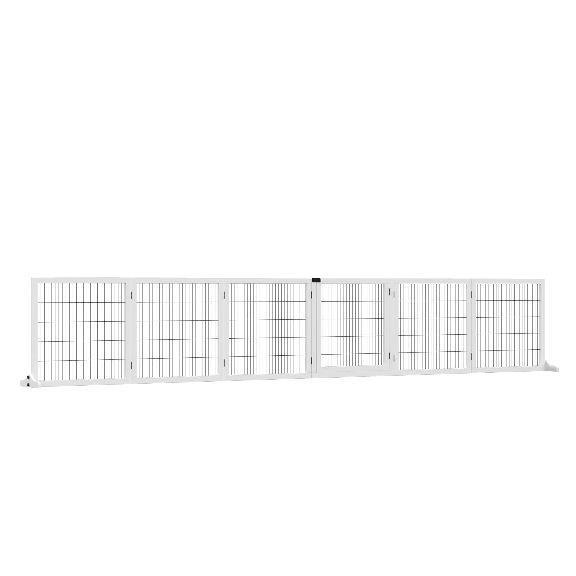 PawHut Barrière de sécurité chien barrière autoportante barrière modulable pliable 6 panneaux 2 pieds support bois de pin